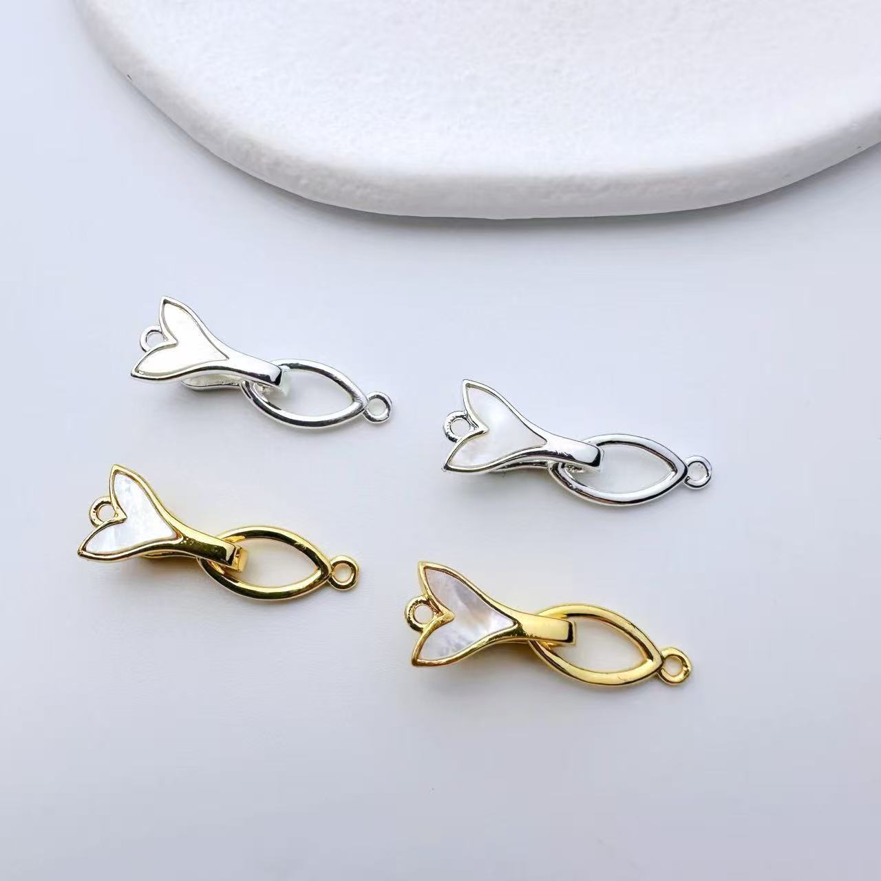 【B15】2PCS Mermaid Tail Clasp – Silver Plated, Alloy Jewelry Connector for DIY Bracelets & Necklaces iFCraftorium