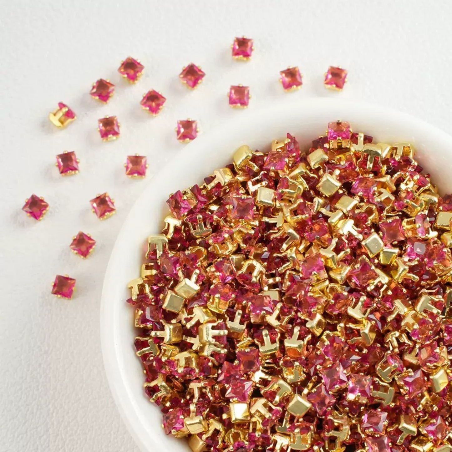 【A07】50pcs Square Zircon Beads – 3x3mm Gold-Claw DIY Spacer for Handmade Jewelry iFCraftorium