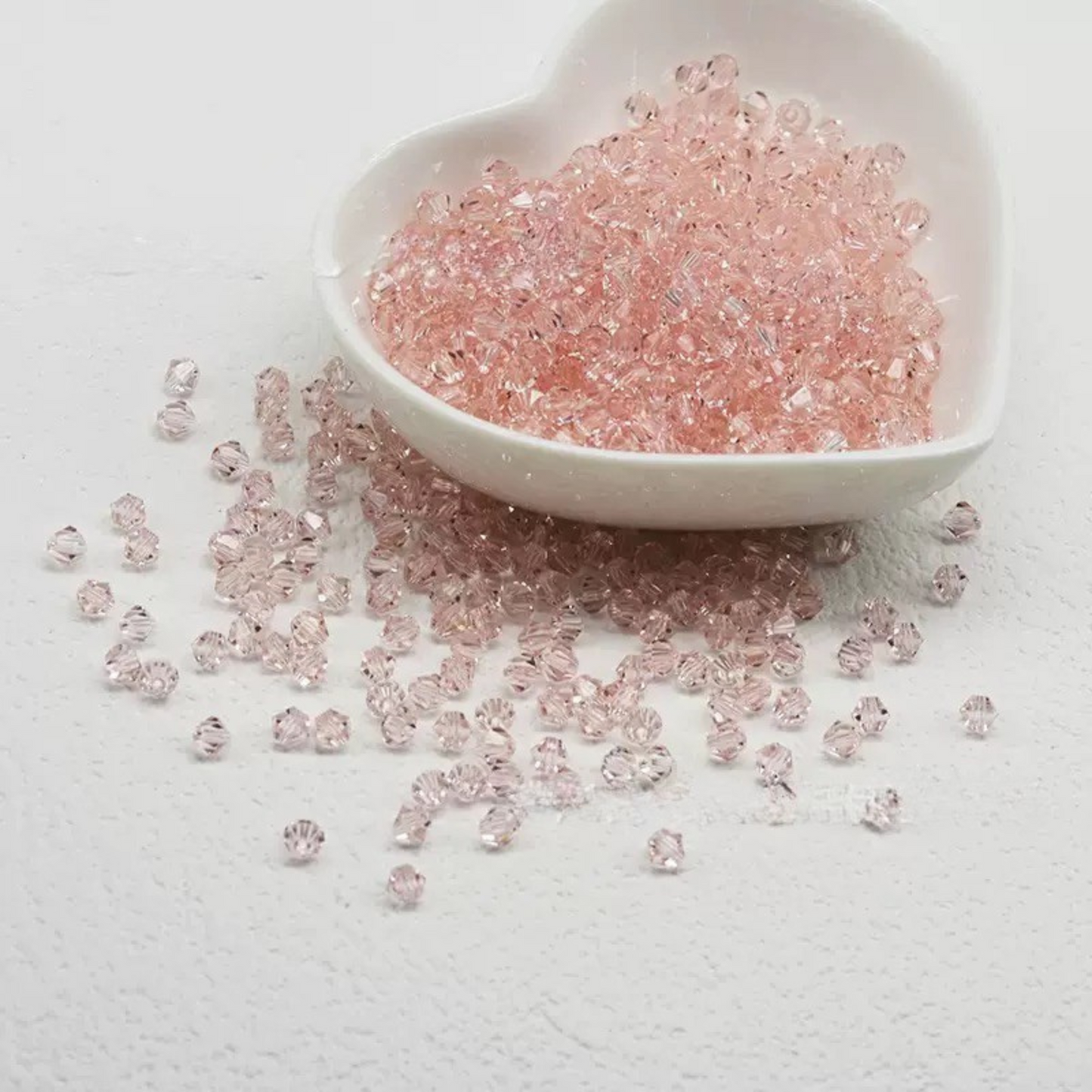 【L04】200pcs 4mm Transparent Diamond-Cut Glass Bicone Beads – Spacer Beads for DIY Bracelets & Necklaces