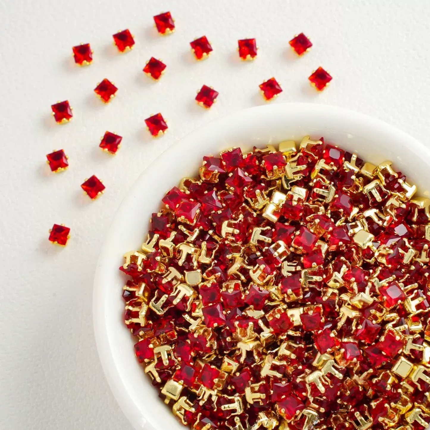 【A07】50pcs Square Zircon Beads – 3x3mm Gold-Claw DIY Spacer for Handmade Jewelry iFCraftorium