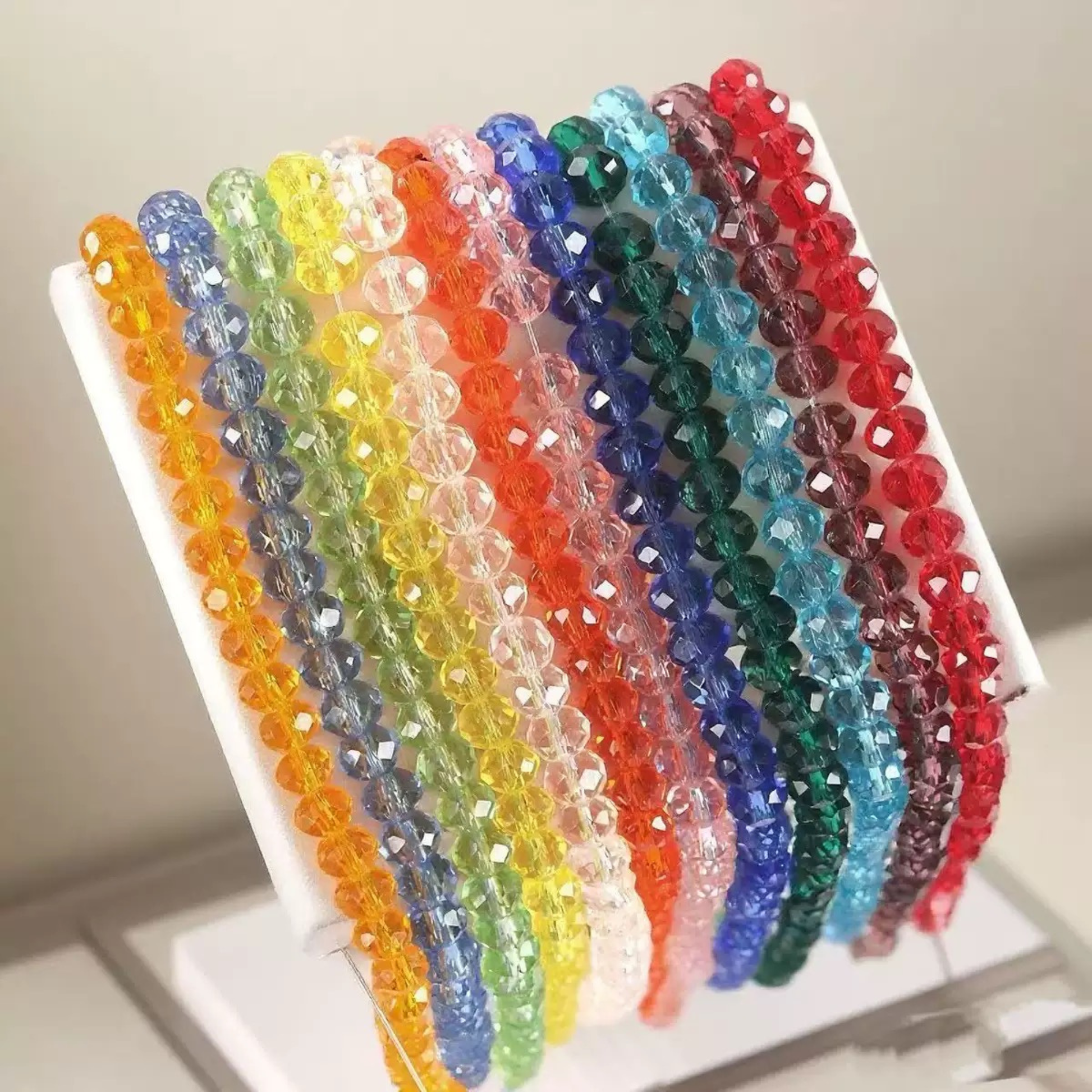 【L08】100PCS DIY Crystal Beads – 6mm AB Shiny Rondelle Wheel Beads, Imitation Swarovski Glass Beads for Handmade Jewelry Making (Bracelets & Necklaces) iFCraftorium