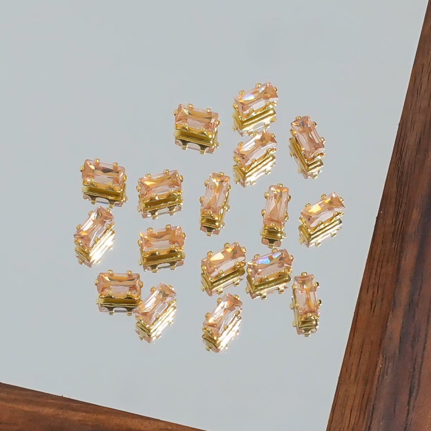 【A28】50pcs Rectangle Zircon Spacer Beads – 2.5x5mm Gold-Claw for DIY Handmade Jewelry