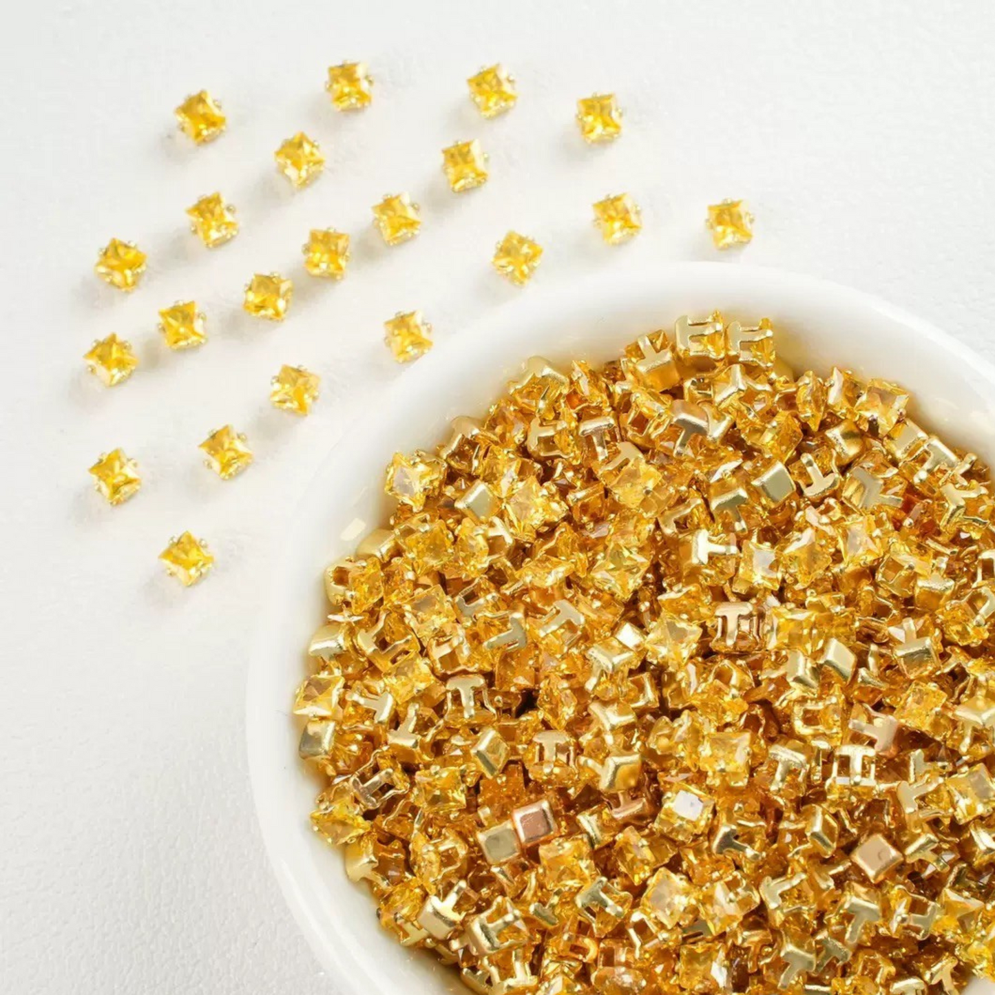 【A07】50pcs Square Zircon Beads – 3x3mm Gold-Claw DIY Spacer for Handmade Jewelry iFCraftorium