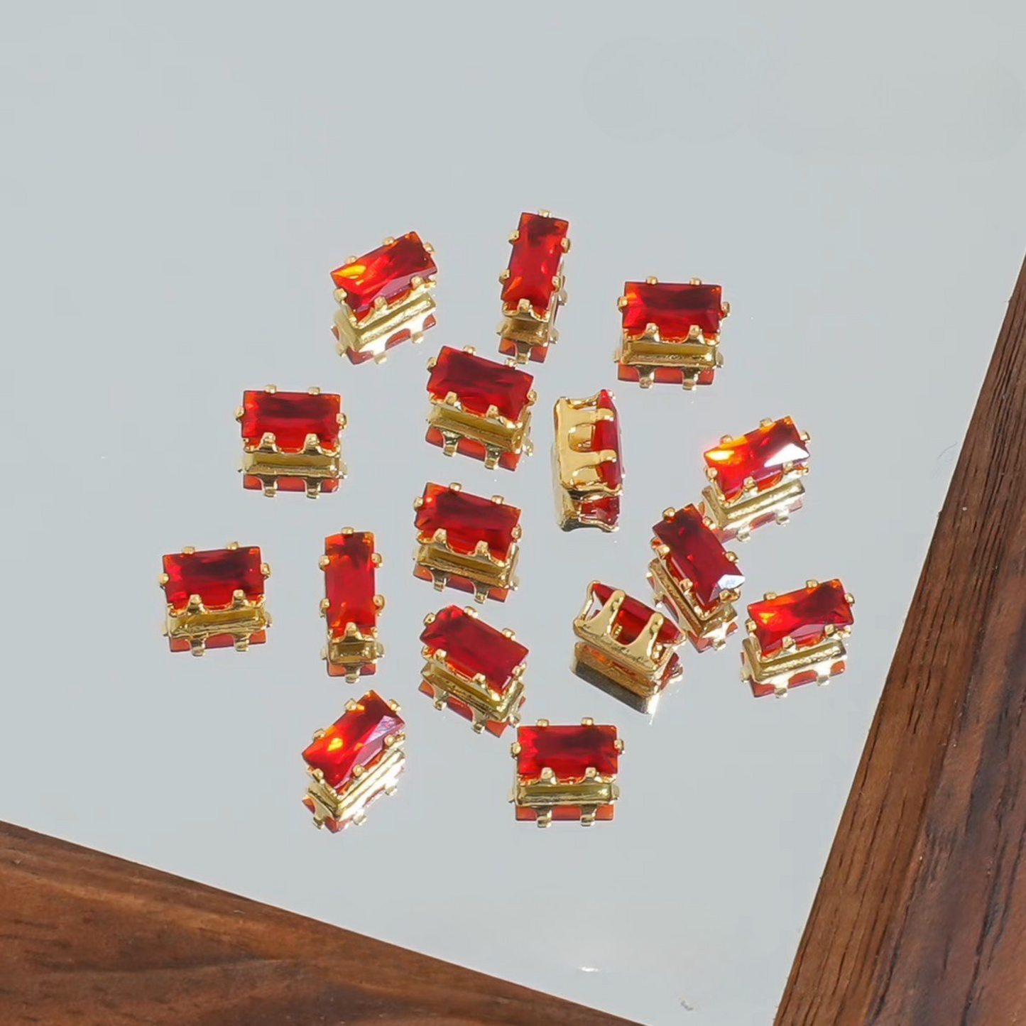 【A28】50pcs Rectangle Zircon Spacer Beads – 2.5x5mm Gold-Claw for DIY Handmade Jewelry