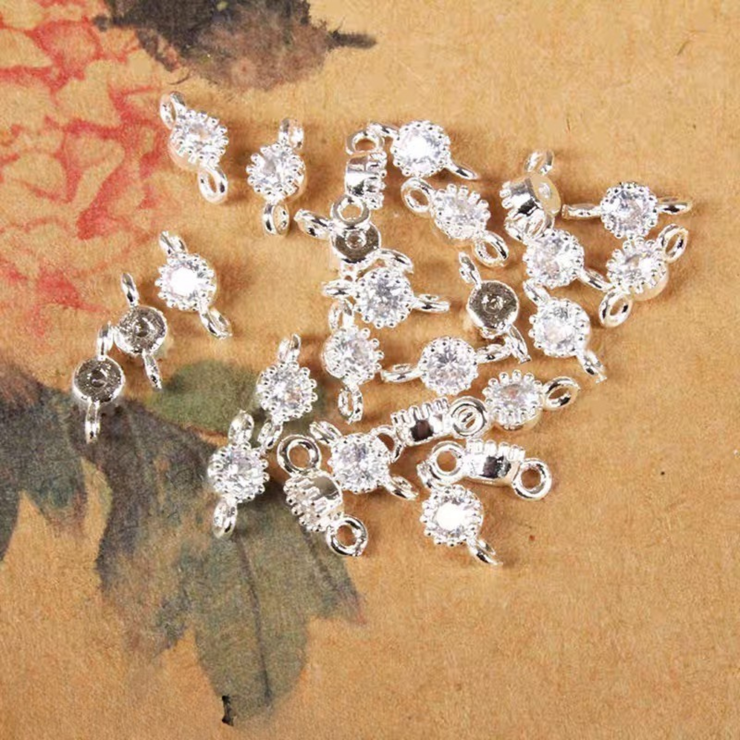 【E02】10pcs 4mm Double-Hole CZ Spacer Beads – Silver Plated, High-Color-Fast, DIY Jewelry Connectors iFCraftorium