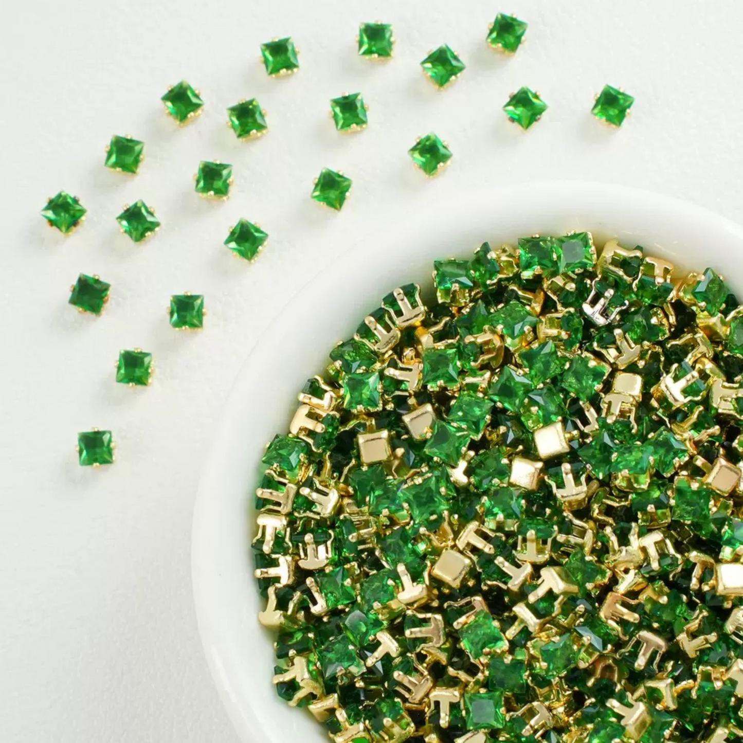 【A07】50pcs Square Zircon Beads – 3x3mm Gold-Claw DIY Spacer for Handmade Jewelry iFCraftorium