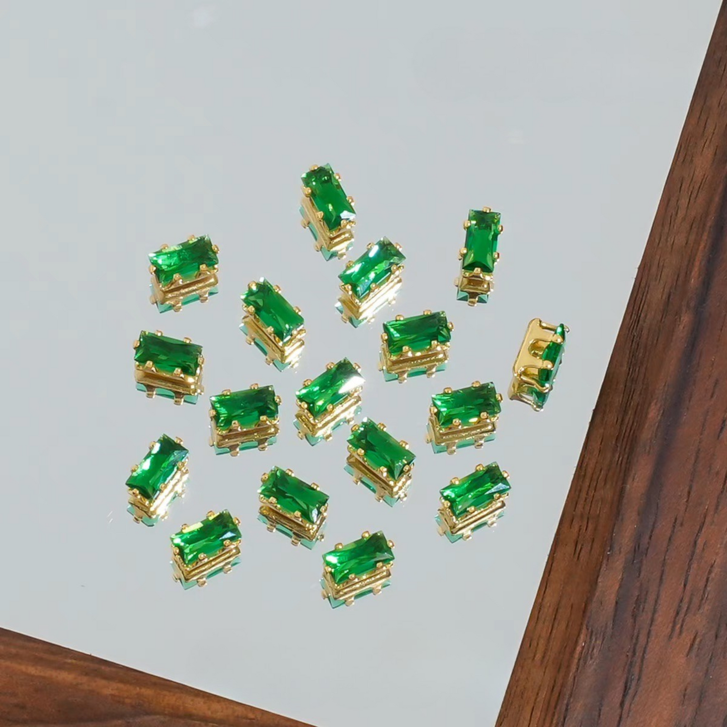 【A28】50pcs Rectangle Zircon Spacer Beads – 2.5x5mm Gold-Claw for DIY Handmade Jewelry