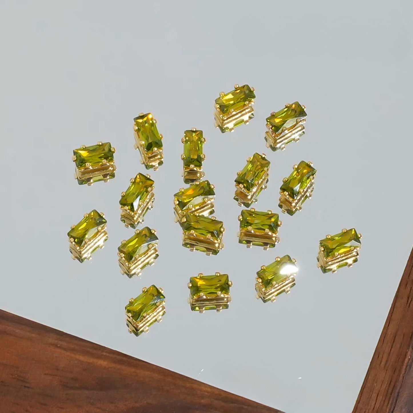 【A28】50pcs Rectangle Zircon Spacer Beads – 2.5x5mm Gold-Claw for DIY Handmade Jewelry