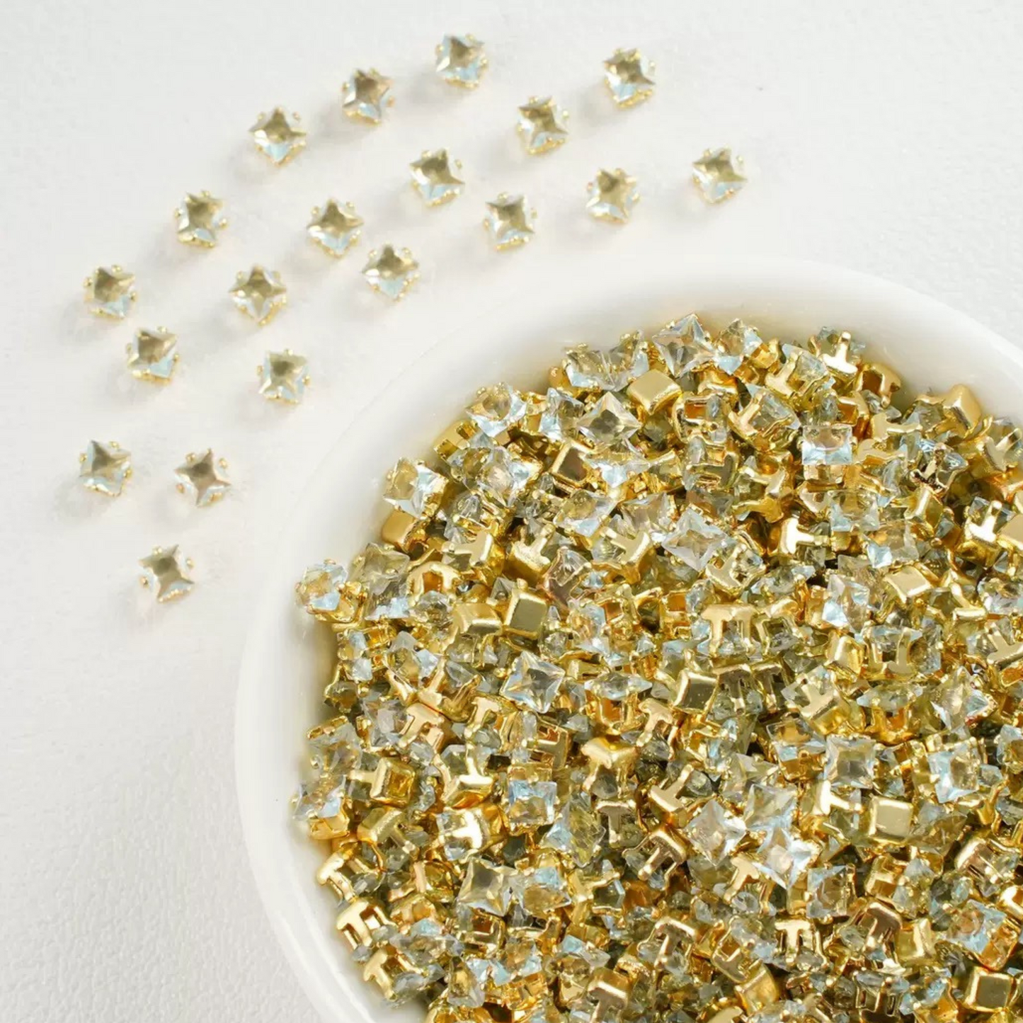 【A07】50pcs Square Zircon Beads – 3x3mm Gold-Claw DIY Spacer for Handmade Jewelry iFCraftorium