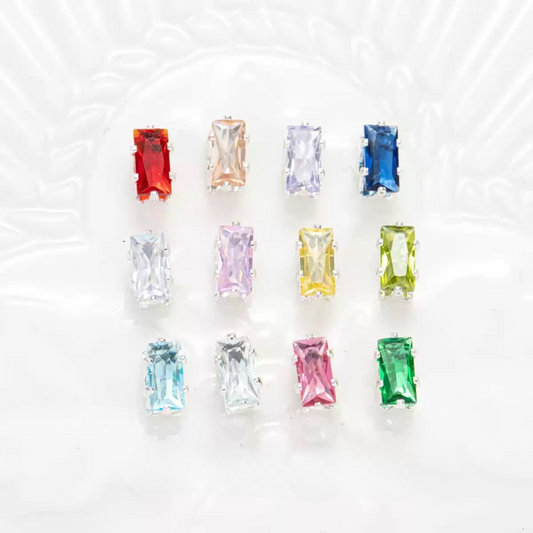 【A29】50pcs Rectangle Zircon Spacer Beads – Silver-Claw for DIY Handmade Jewelry