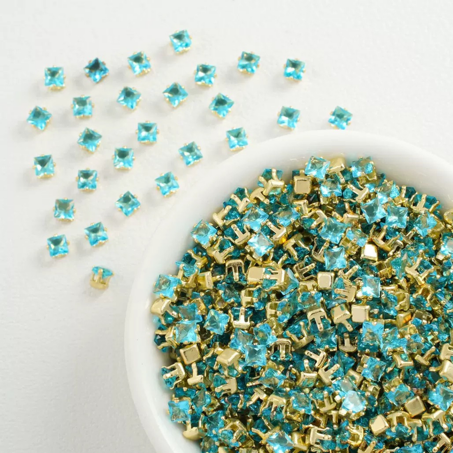 【A07】50pcs Square Zircon Beads – 3x3mm Gold-Claw DIY Spacer for Handmade Jewelry iFCraftorium
