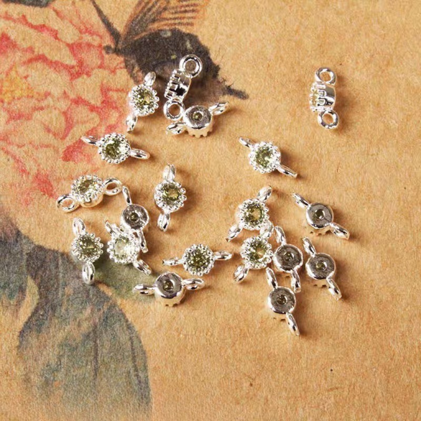 【E02】10pcs 4mm Double-Hole CZ Spacer Beads – Silver Plated, High-Color-Fast, DIY Jewelry Connectors iFCraftorium