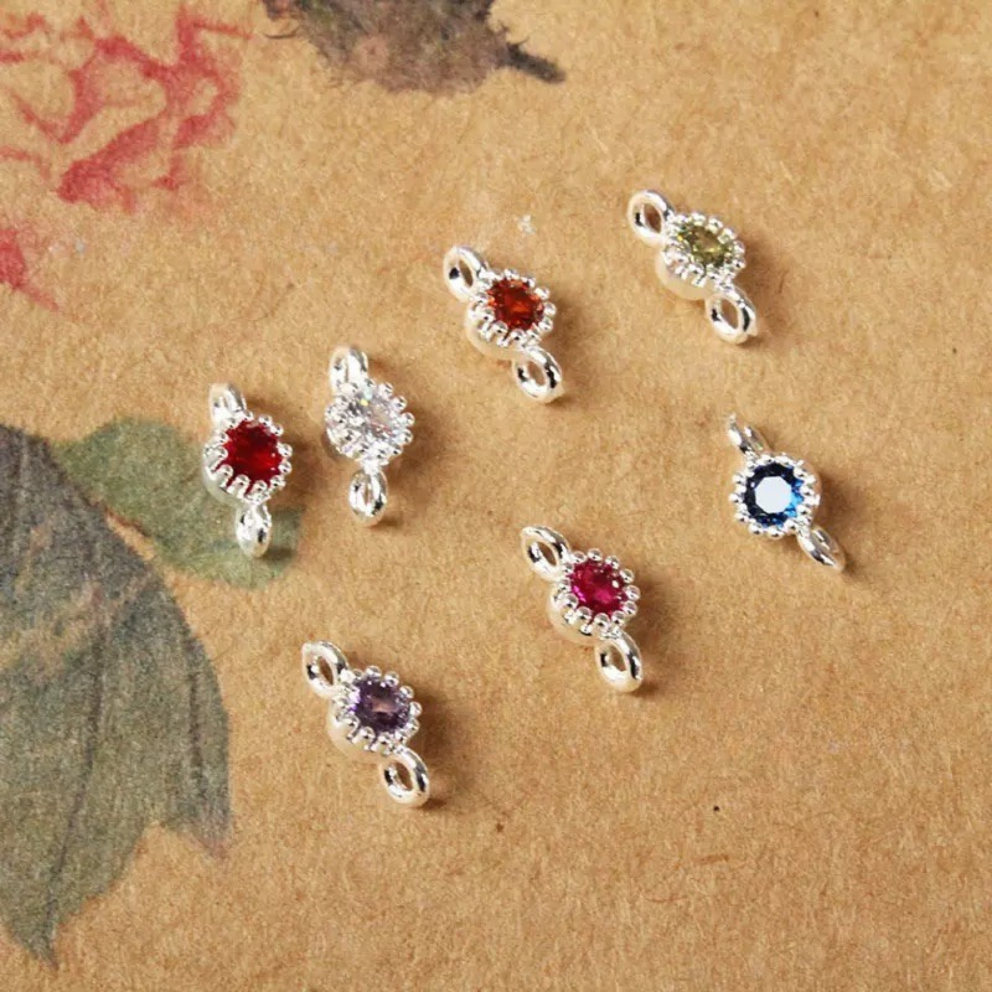 【E02】10pcs 4mm Double-Hole CZ Spacer Beads – Silver Plated, High-Color-Fast, DIY Jewelry Connectors iFCraftorium