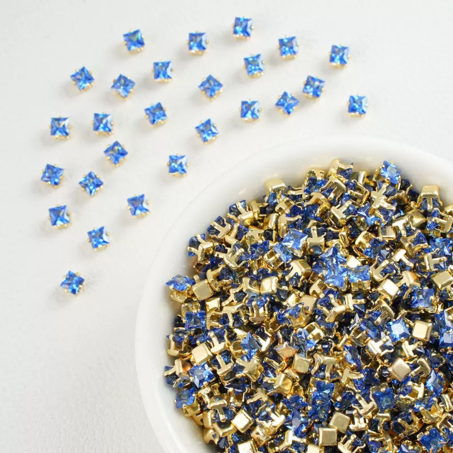 【A07】50pcs Square Zircon Beads – 3x3mm Gold-Claw DIY Spacer for Handmade Jewelry iFCraftorium
