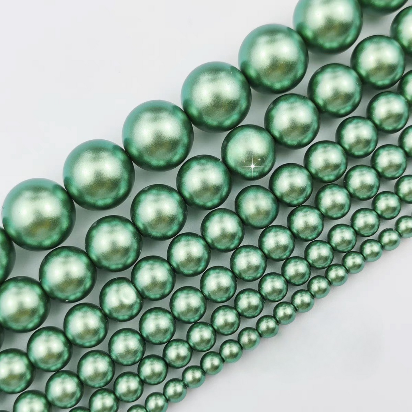 【P03】1 String 130pcs Peacock Green Imitation Pearls – 3–6mm Glass Beads for DIY Bracelets & Necklaces
