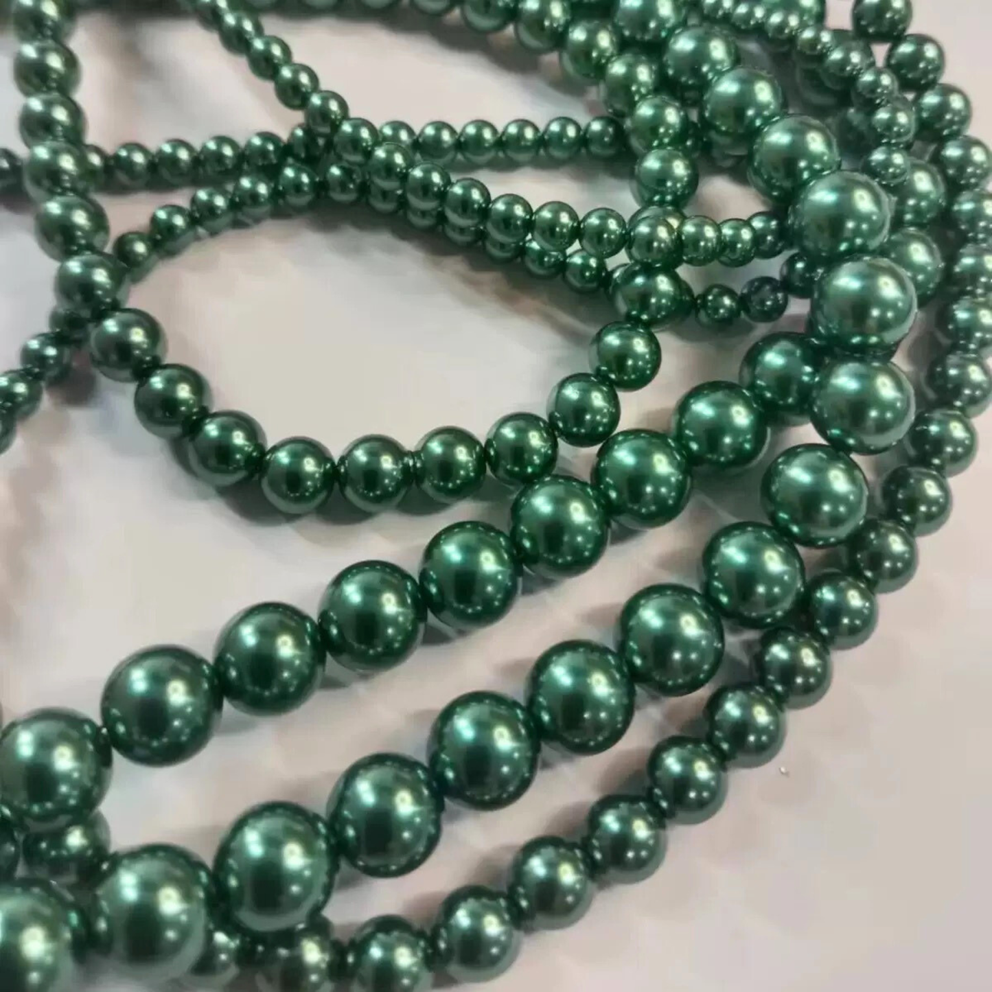 【P17】Peacock Green Glass Pearl Beads 4/6/8mm | Beads for Bracelets iFCraftorium