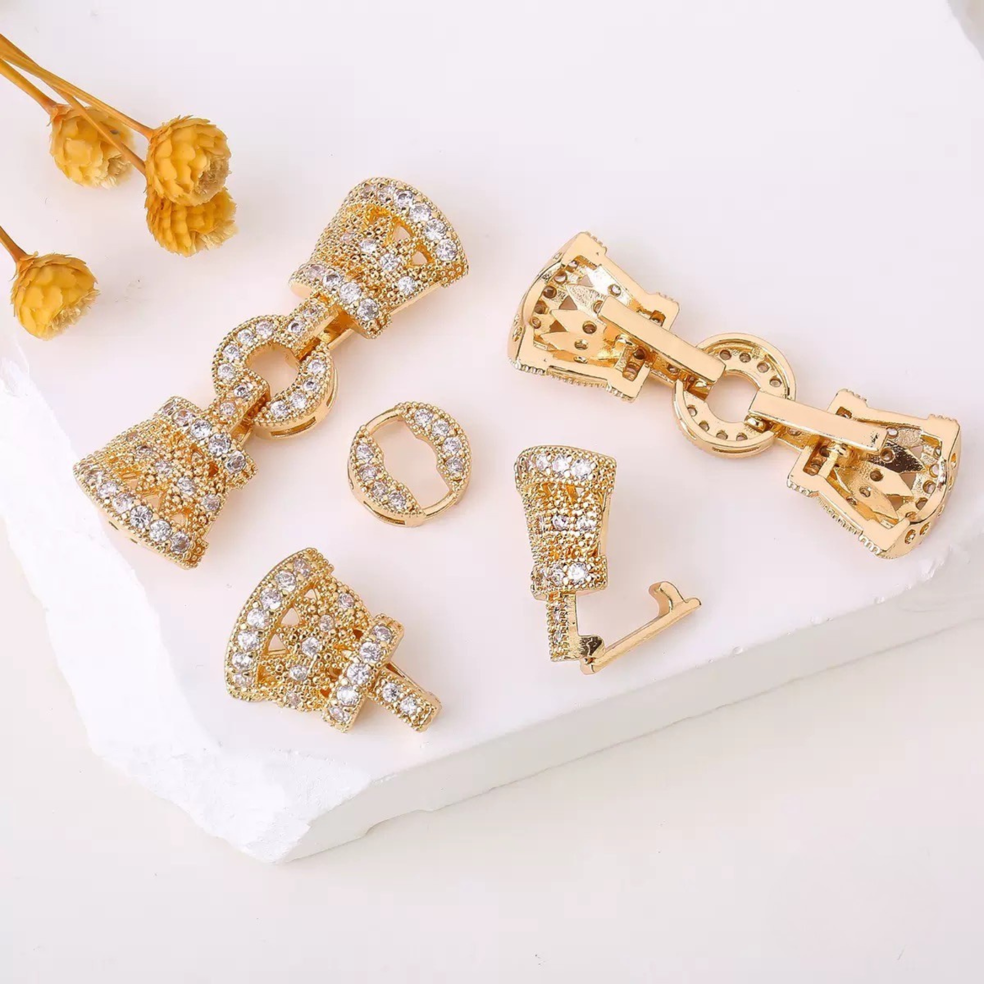 【B48】5-Row Clasp with Rhinestones | Gold/Silver | Beading Supplies iFCraftorium