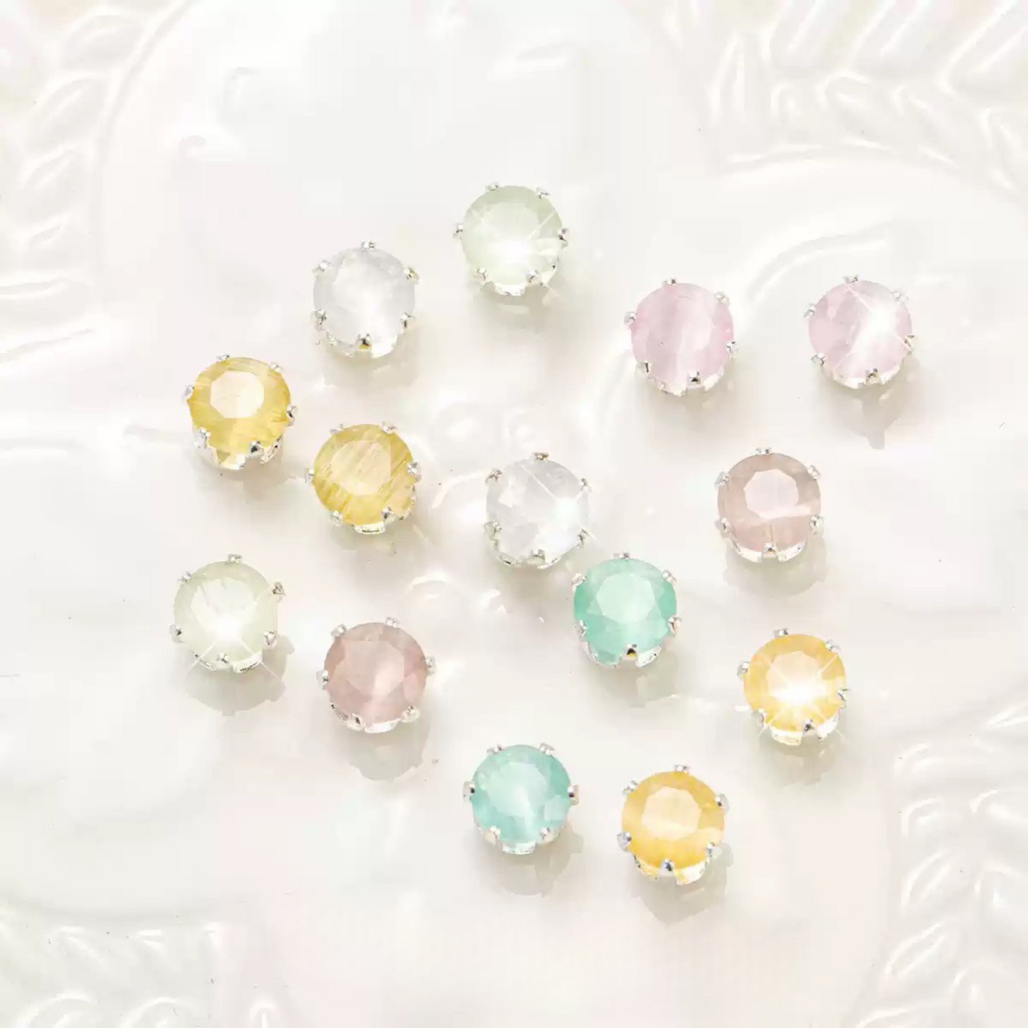 【C05】50pcs 5mm Round Cat’s Eye CZ Beads – Silver-Plated Prong-Set, DIY Jewelry Spacer Charms
