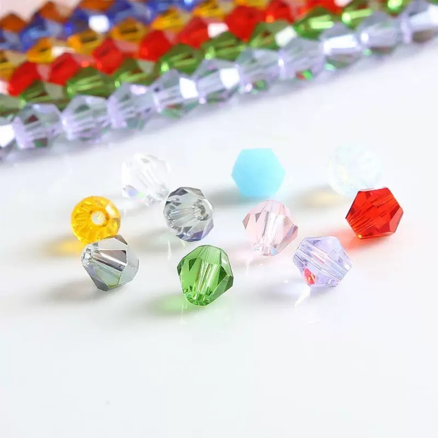 【L05】50PCS 6mm Transparent Diamond-Cut Acrylic Beads – Spacer Beads for DIY Bracelets & Necklaces