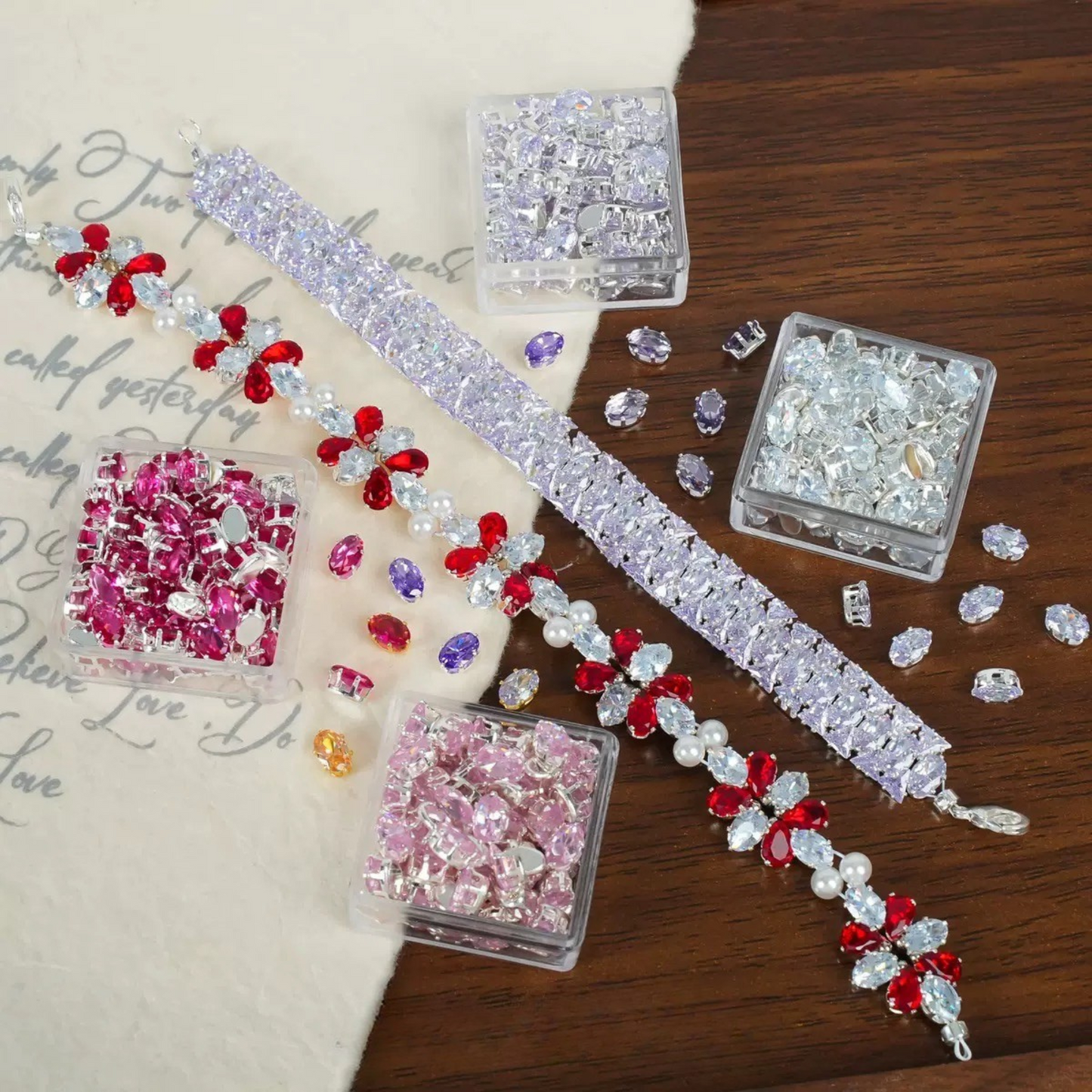 【A14】50pcs Oval-Cut CZ Spacer Beads – High-Color-Fast Gold Plated Alloy, Prong-Set, DIY Jewelry Supplies