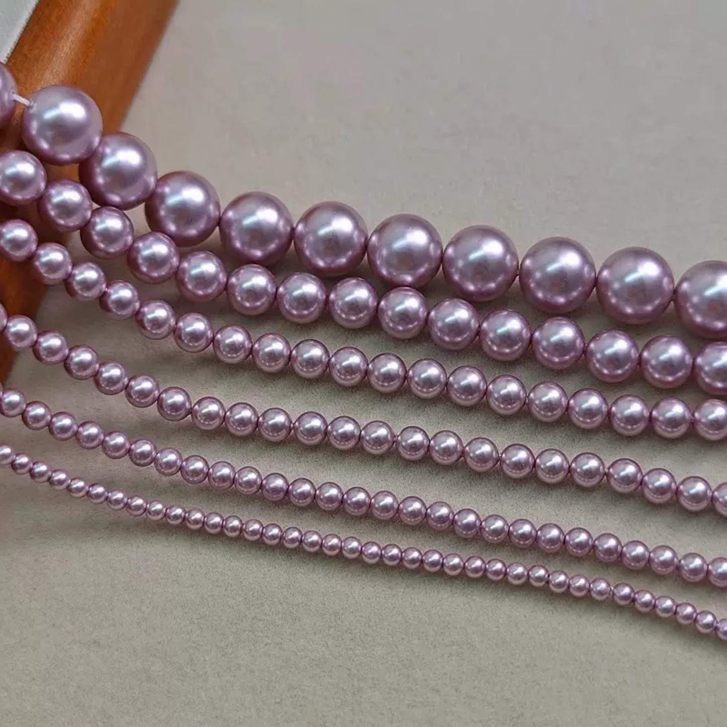 【P12】DIY Beading Supplies – Imitation Swarovski Lilac Pearls | 3–8mm Round High-Luster Glass Beads | Jewelry Making Accessories