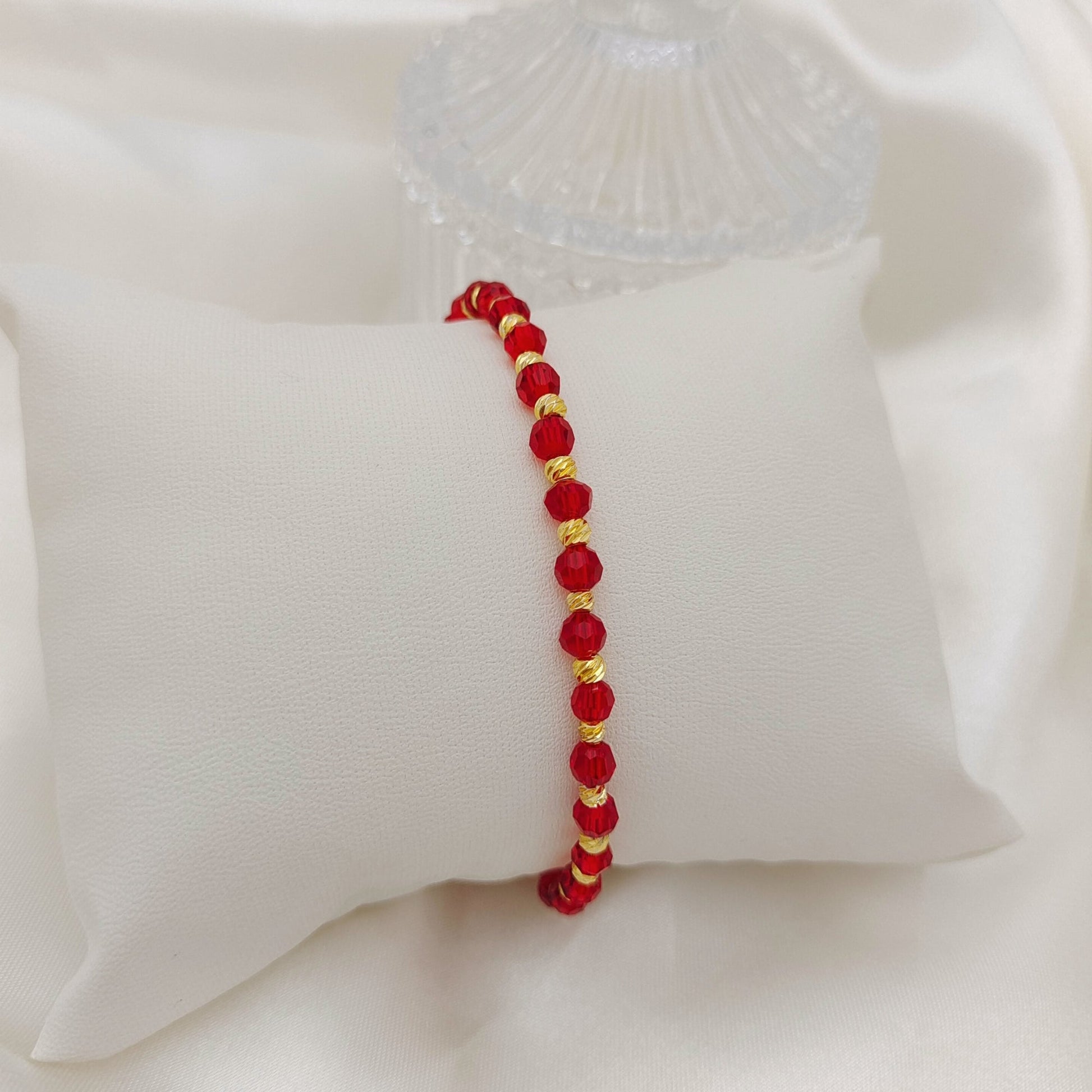 【No.130】DIY Bracelet Kit – Fortune Beads with 4mm Round Beads, Watermelon Beads & Lucky Pepper Connector | Complete Tutorial Included iFCraftorium