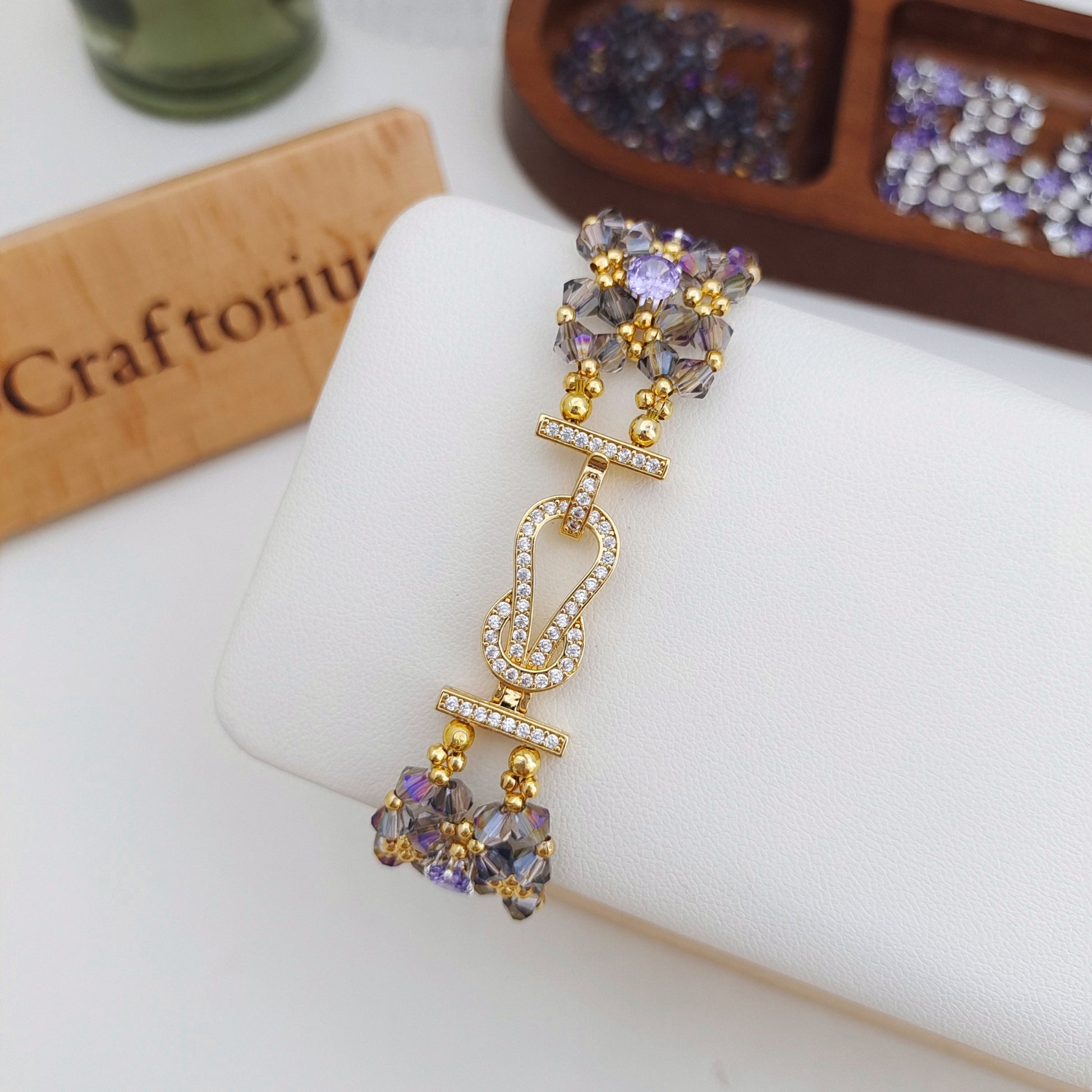 DIY Double Row Crystal Bracelet Kit | Zircon Beads + Full Tutorial 【No.179】 iFCraftorium