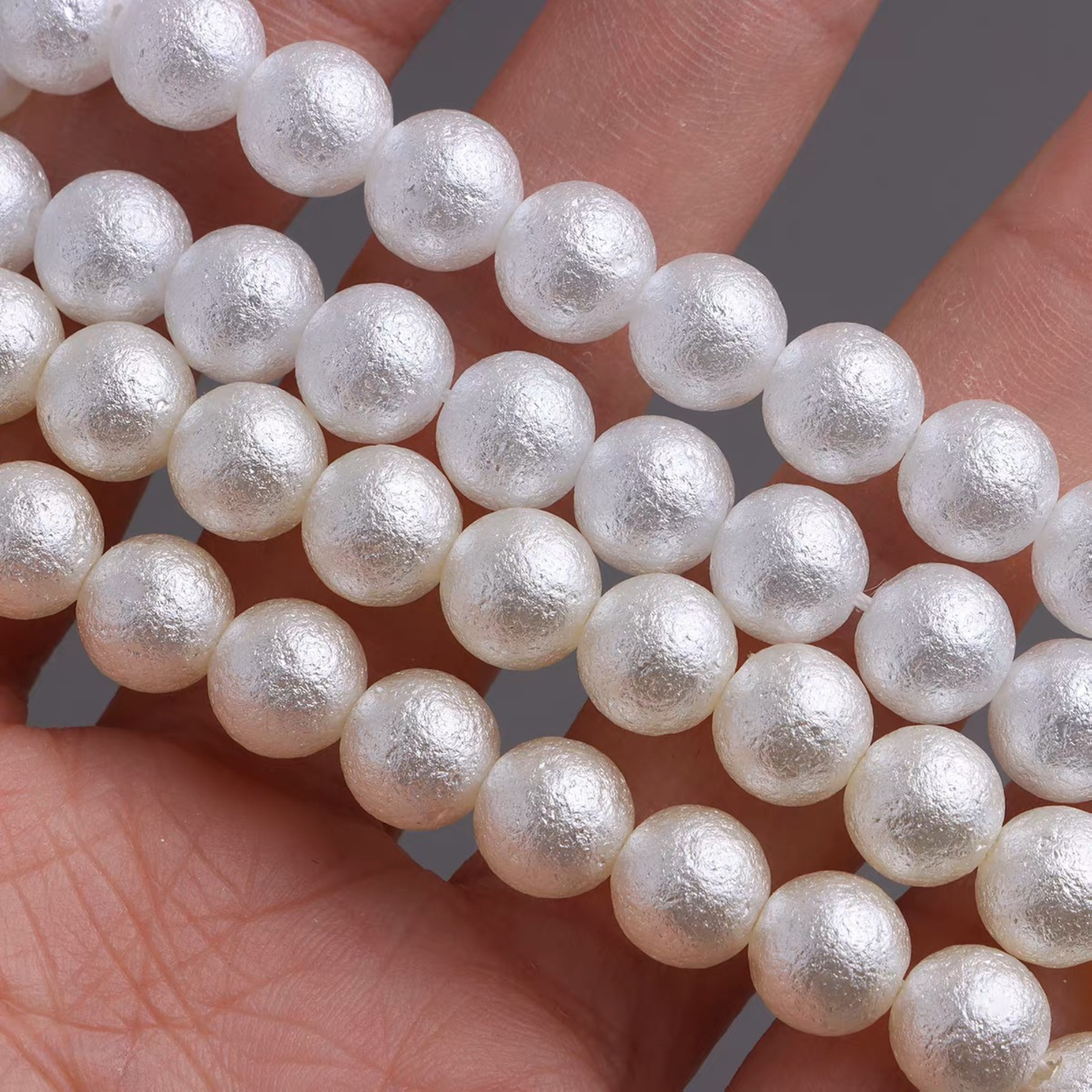 【P21】Frosted White Cotton Pearls Beads | DIY Jewelry Making Supplies iFCraftorium