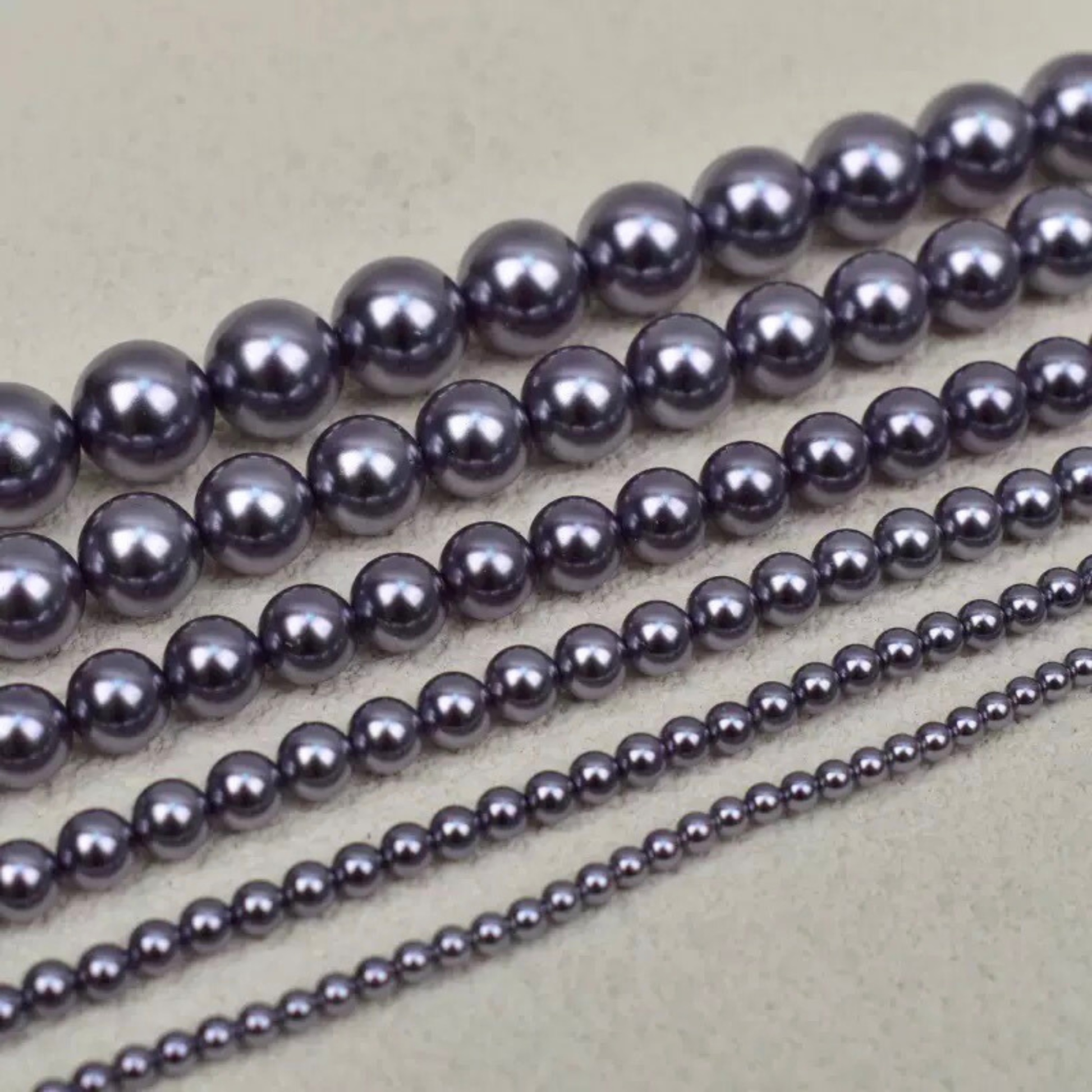 【P19】Black Purple Glass Pearl Beads – 3–8mm Round High Shine | Beads for Bracelets DIY iFCraftorium