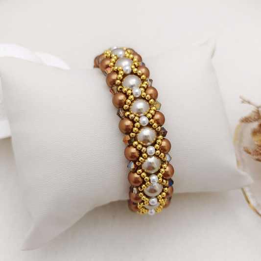 【No.110】DIY Bracelet Kit – Camellia Bloom | Pearls, Crystal Beads & Camellia Double-Row Clasp with Tutorial