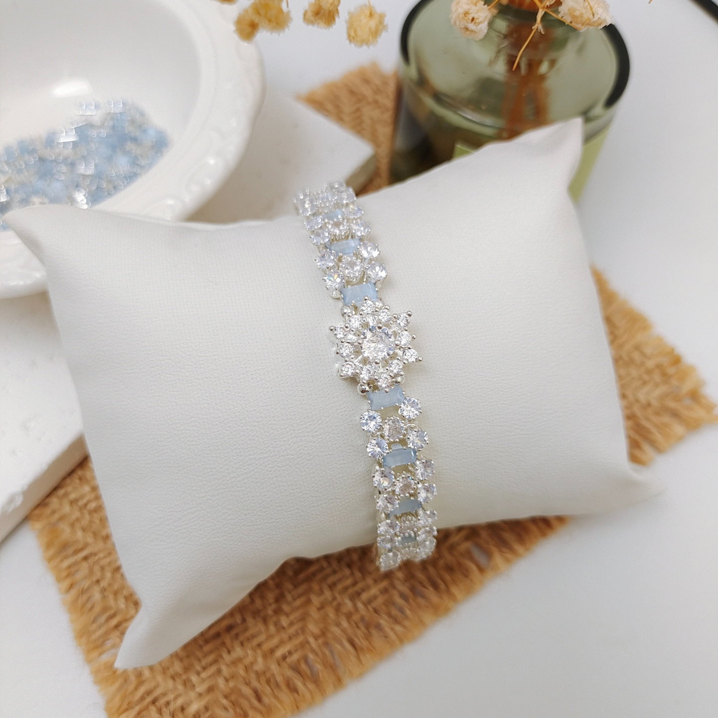 【No.49】 Handmade Bracelet – Starry Wishes with Snowflake Zircon & Crystal Beads DIY Jewelry Gift for Her