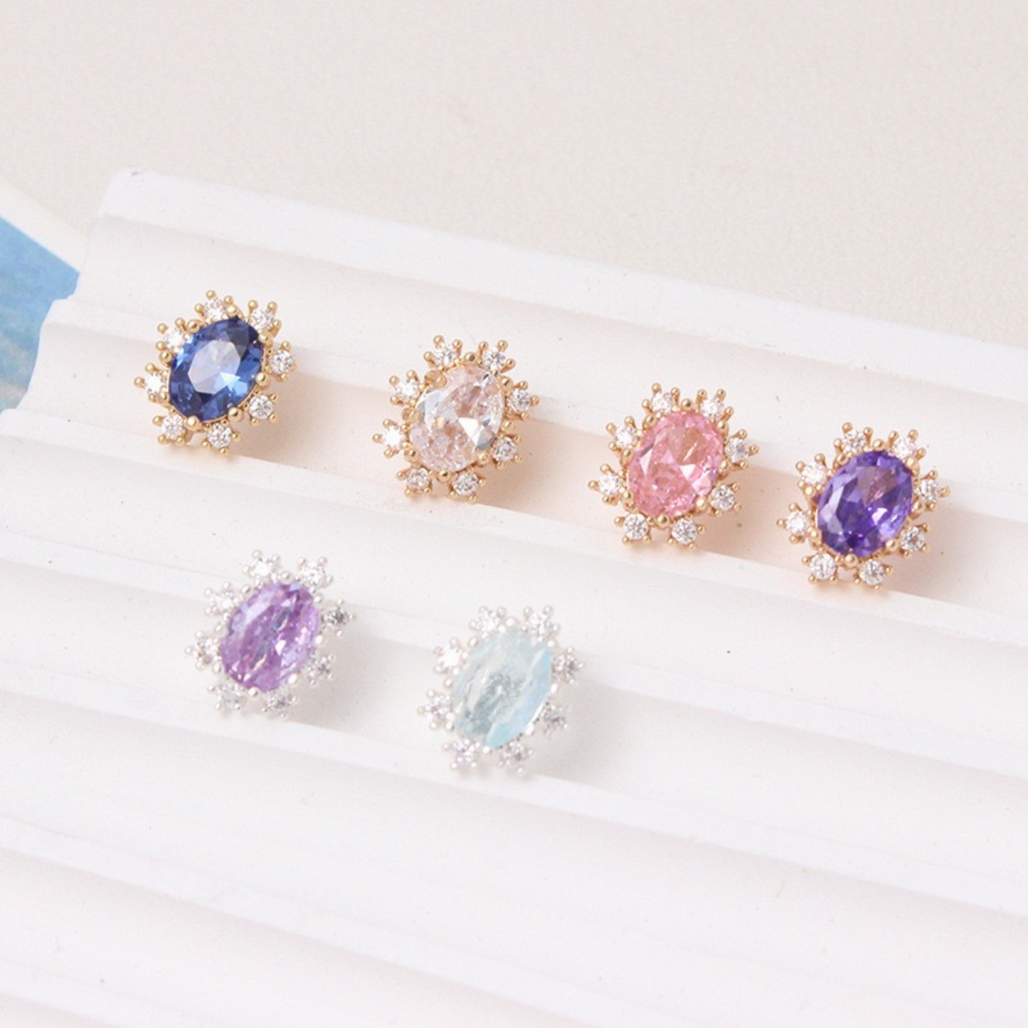 【S10】7PCS DIY Spacer Beads | Triple Row Hole Connector | Gold-Plated Copper with Colorful CZ | Non-Tarnish Jewelry Making Supplies