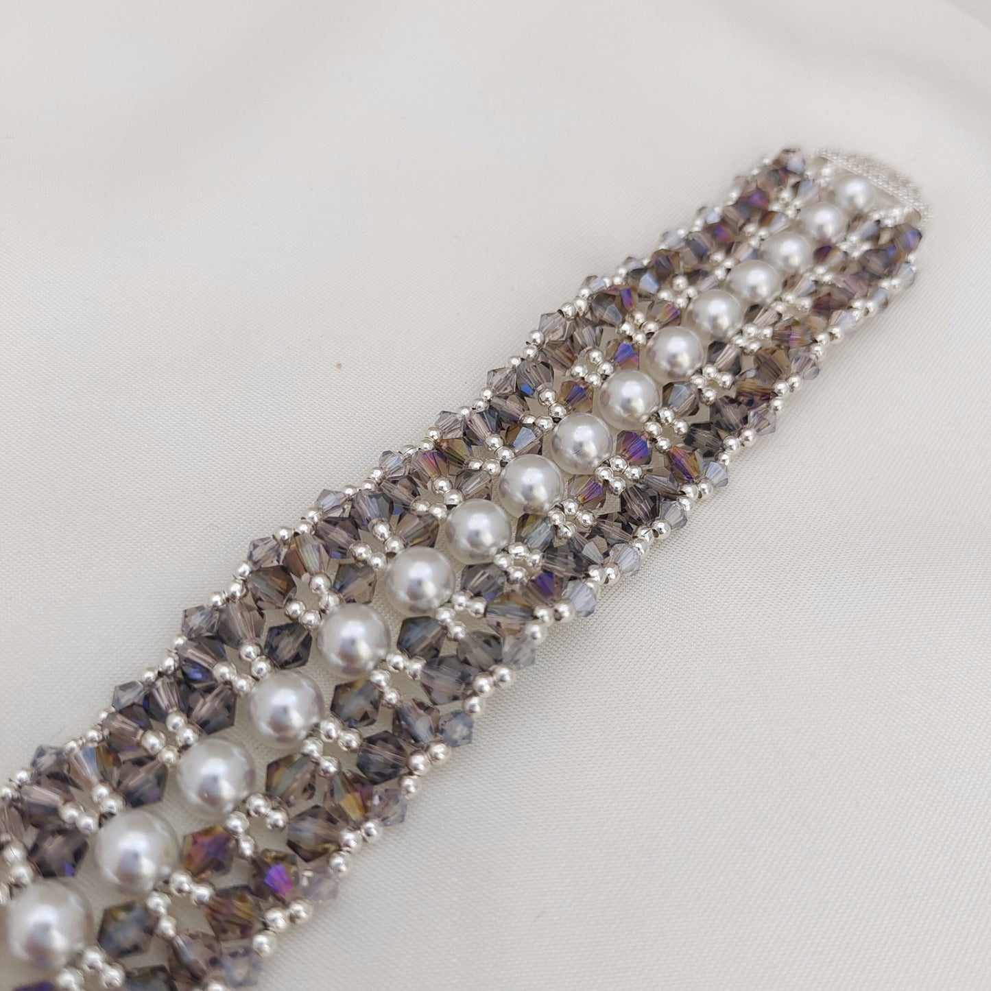 【No.170】DIY Pearl & Diamond Beaded Bracelet Kit – Full Material Pack with YouTube Tutorial