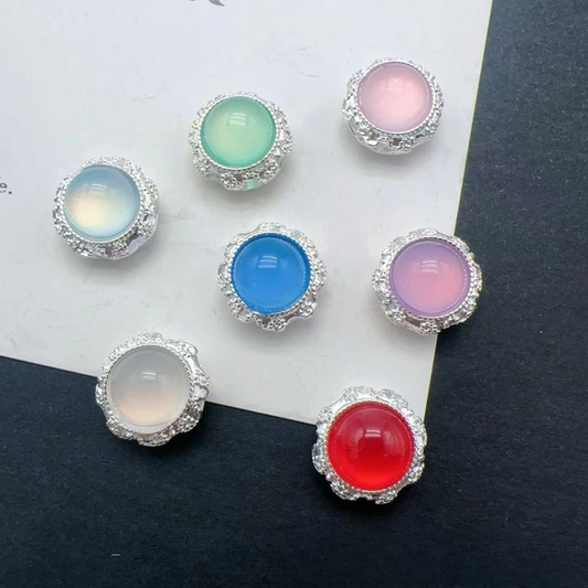 【S05】3PCS Multi-Hole Cat Eye CZ Spacer Beads – Silver-Plated, Round Copper Beads for DIY Bracelets & Jewelry