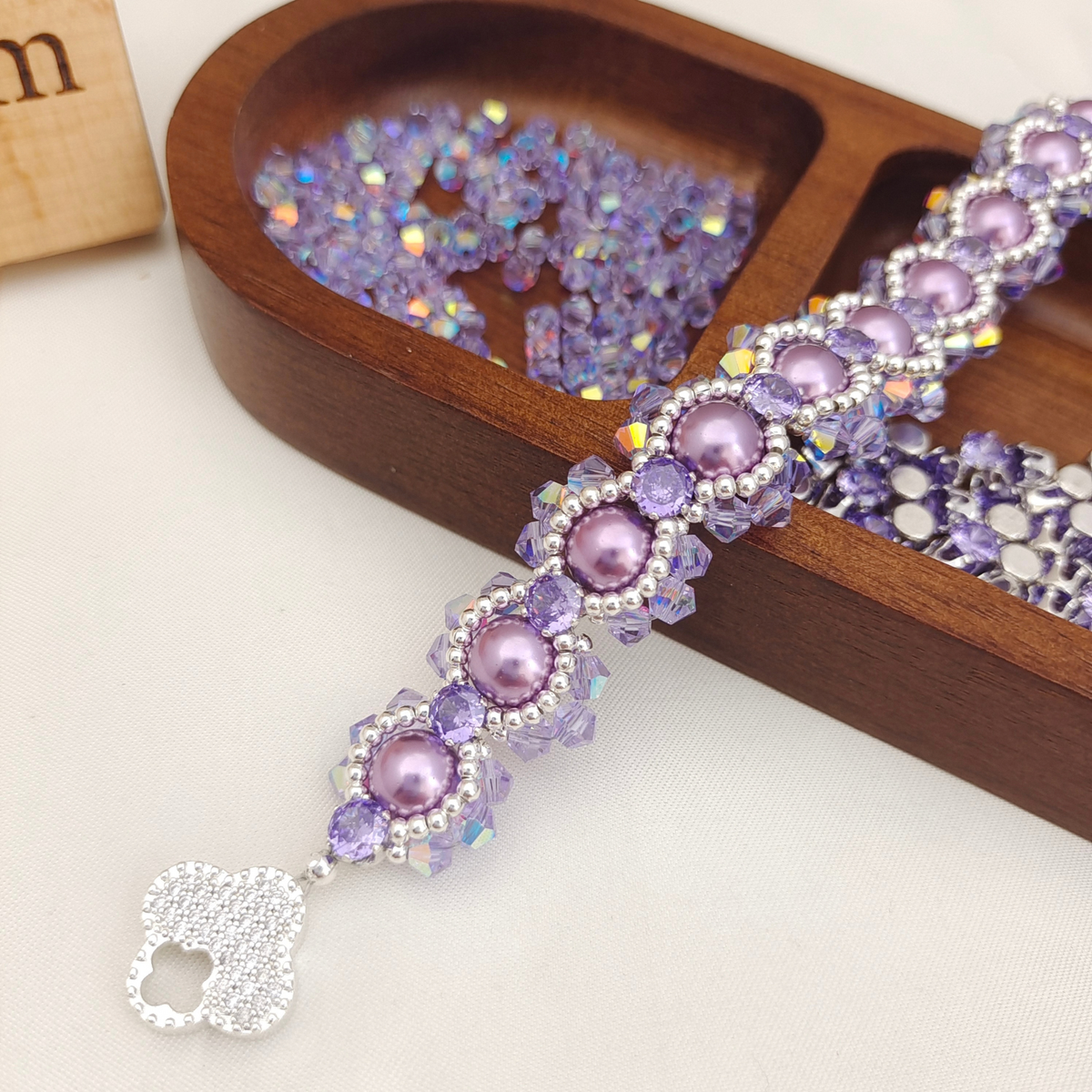 DIY Pearl Bracelet Making Kit – Purple Pearls & Crystal Beads | Beginner Friendly Christmas Gift Kit#189 iFCraftorium