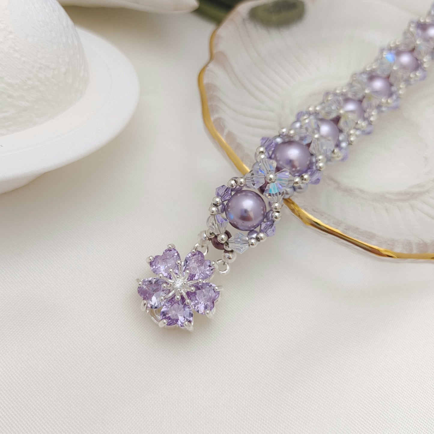 【No.142】Bracelet DIY Kit-Snow Lotus Pearl Beaded Bracelet | Handmade Jewelry Gift | Elegant Layered Design | Beading Materials + Full Tutorial iFCraftorium