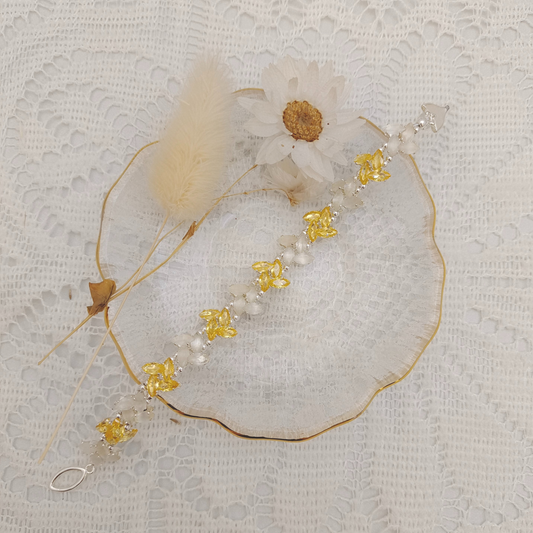 【No.81】 Handmade Bracelet – Pinwheel with Crystal & Cat Eye Marquise Beads | Mermaid Tail Clasp DIY Jewelry Gift fir Her