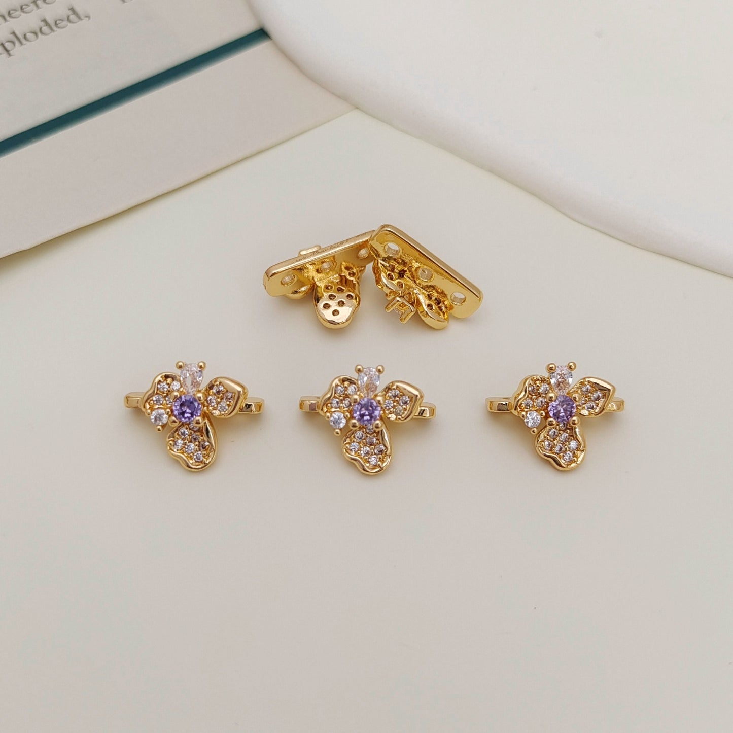 【S21】10PCS Flower 3-Hole Spacer Bead – Gold Plated Copper DIY Jewelry Findings iFCraftorium