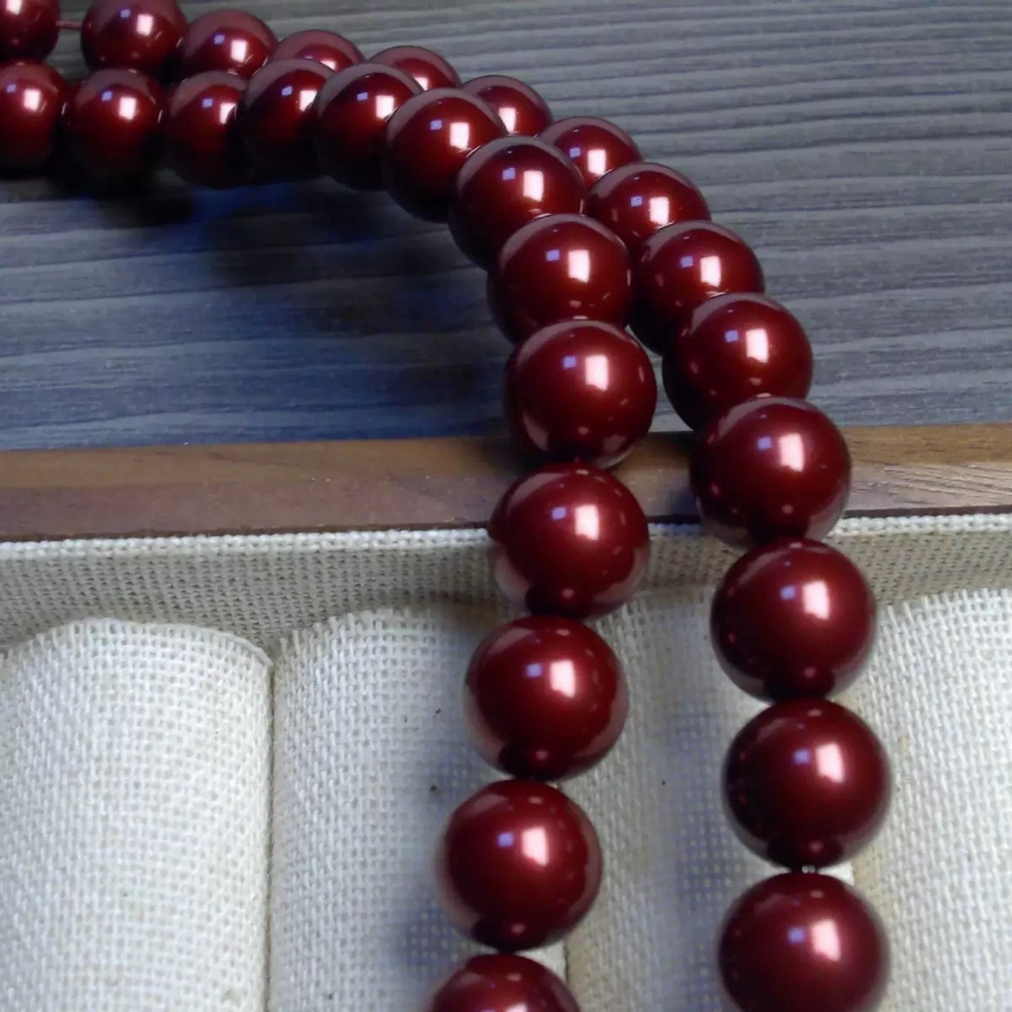 【P15】DIY Beads – Imitation Swarovski Dark Red | 3–8mm Round Glossy Glass Beads | Jewelry Making Supplies