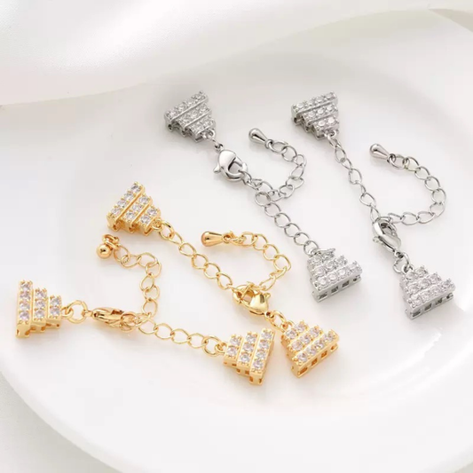 【B43】DIY Jewelry Clasp – Cake Lobster Clasp with Extension Chain | Adjustable | 18K Gold/Silver Plated