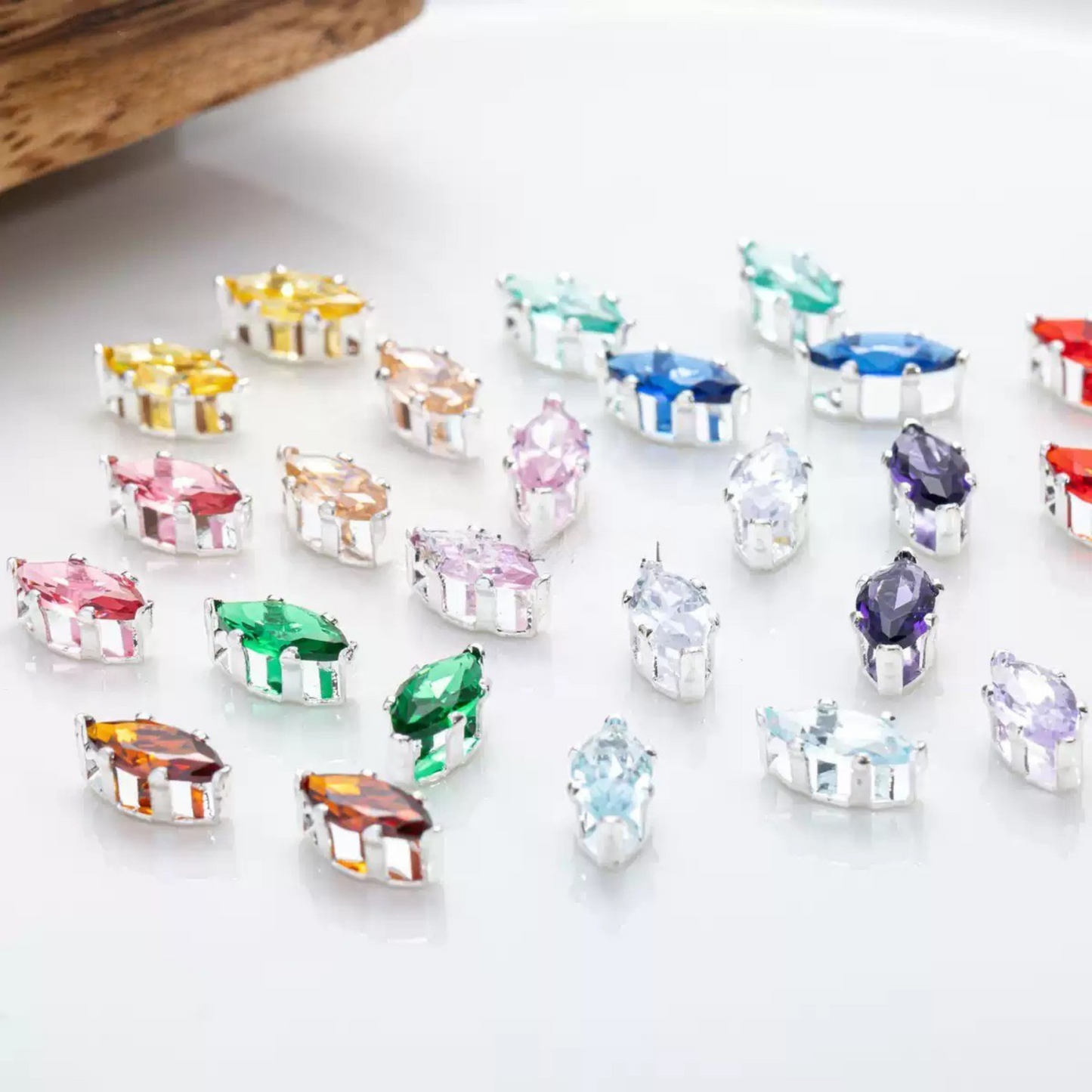 【A30】50PCS DIY Jewelry Findings – 3×6mm Six-Prong Marquise-Cut CZ Stones | Silver-Plated, Tarnish-Resistant Beads for Handmade Bracelets/Necklaces