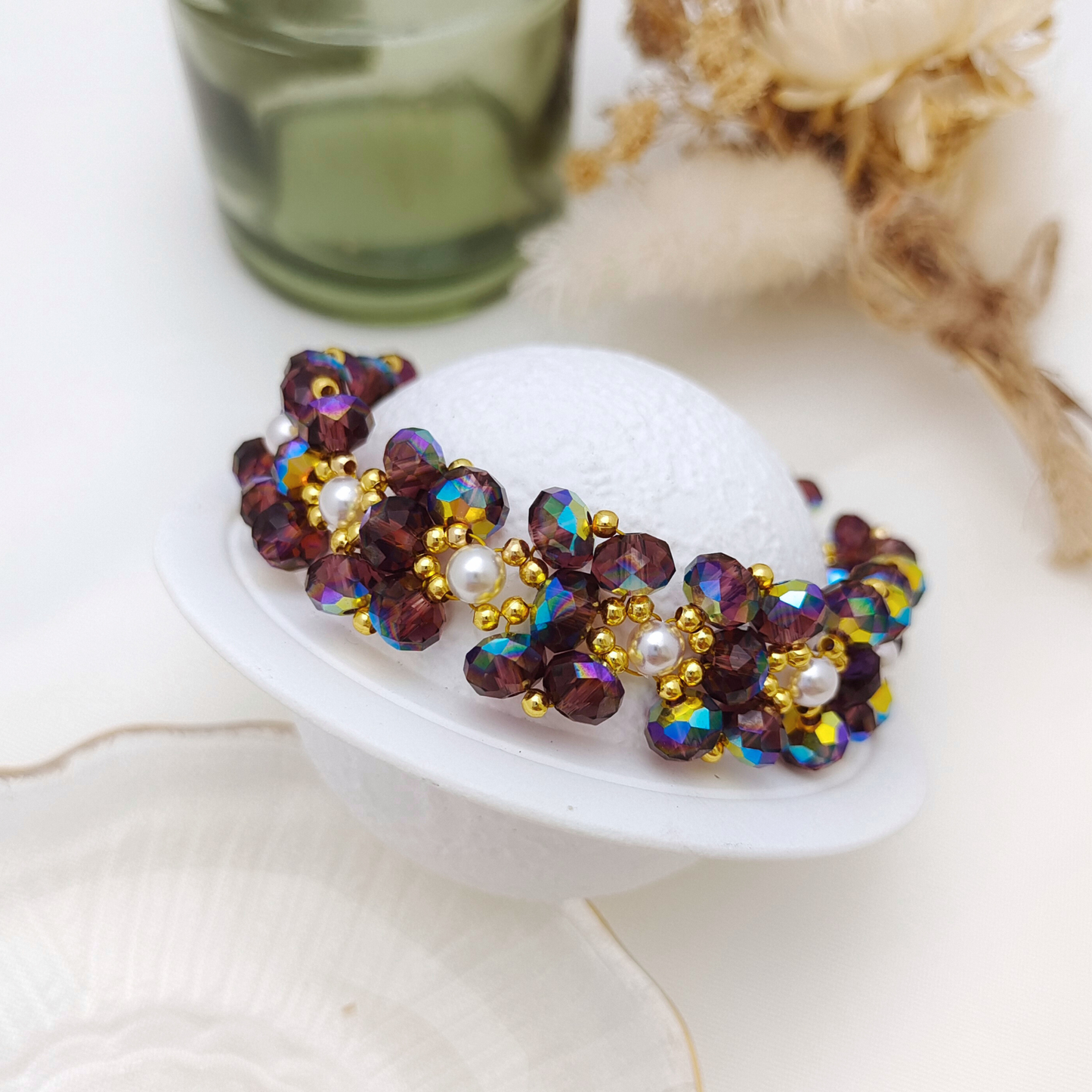 【No.147】Purple Butterfly Bracelet DIY Kit | Pearl Beads & Beading Supplies iFCraftorium