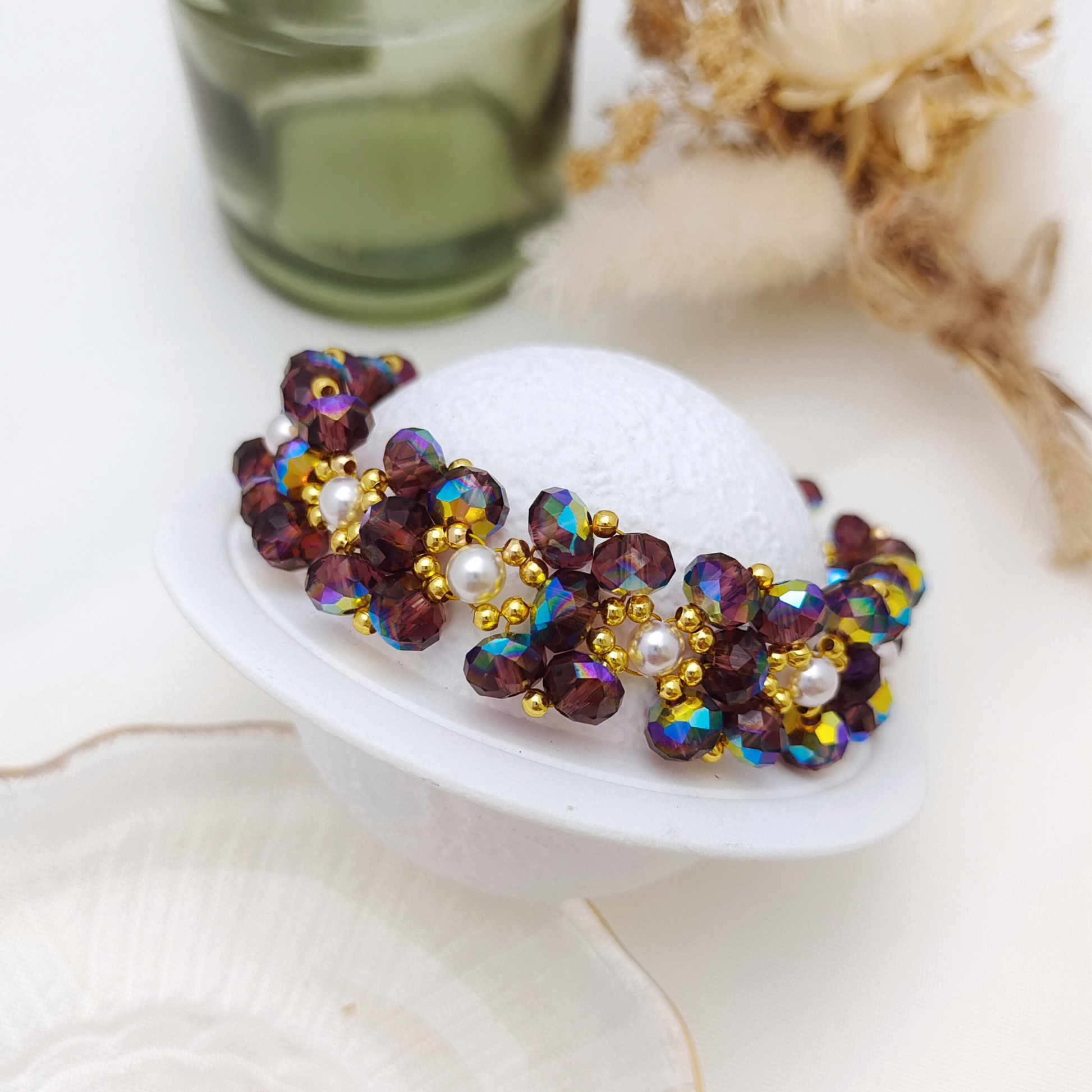 【No.147】Purple Butterfly Bracelet DIY Kit | Pearl Beads & Beading Supplies iFCraftorium