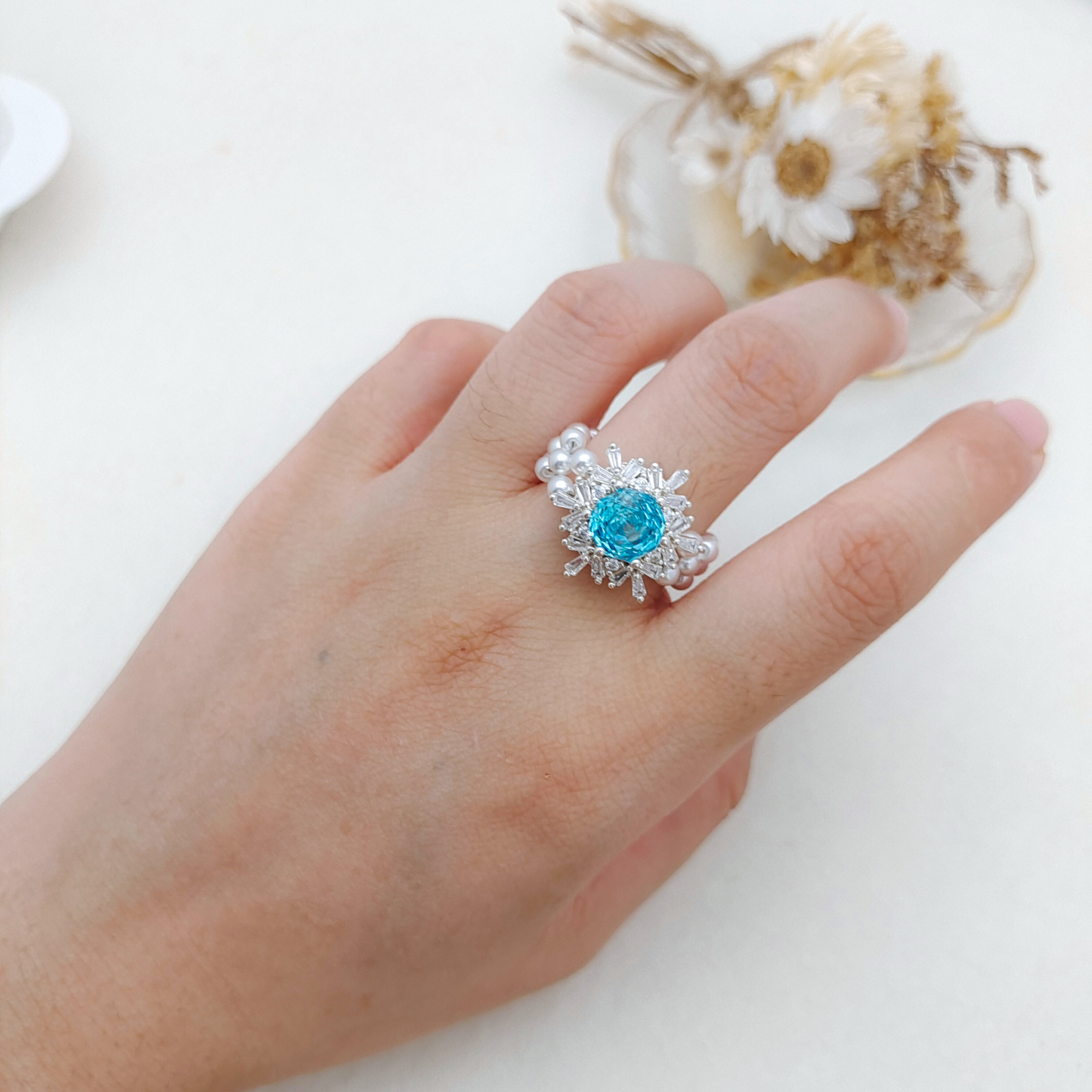 【No.111】DIY Ring Kit – Snowfall | Pearls & Rose-Cut Zircon Accent with Full Tutorial