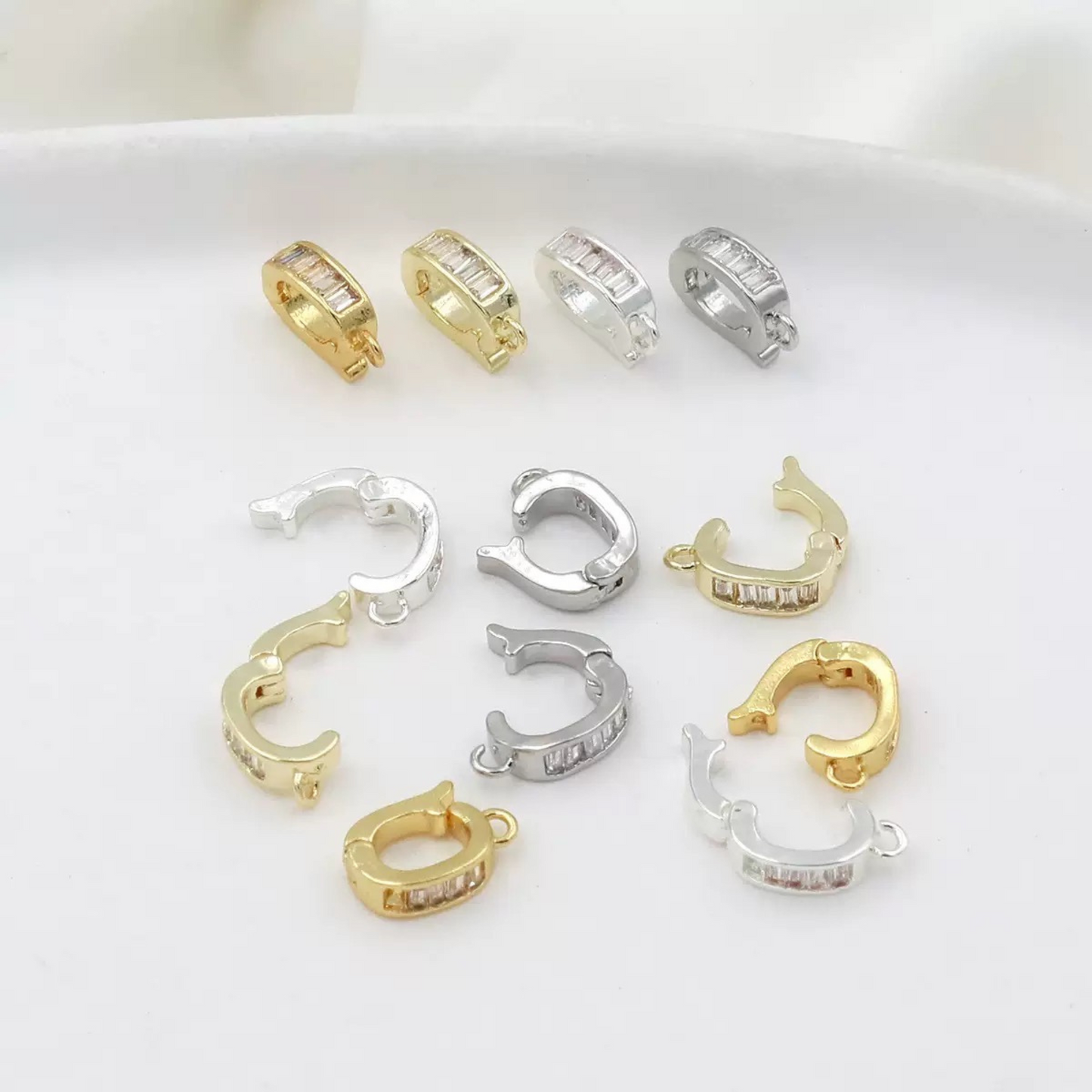 【B01】3PCS Multi-Purpose Clasp with Cord End Covers – 18K/14K Gold & Silver Plated, 10×6mm, Copper DIY Jewelry Findings