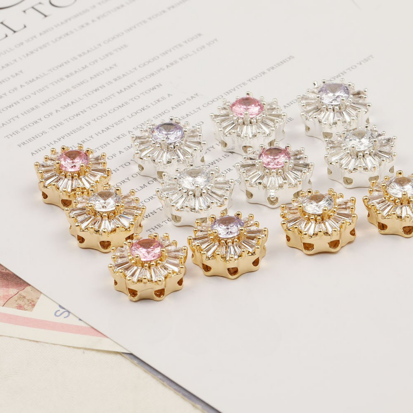 【S07】1PCS Snowflake CZ Spacer Beads – Sparkling Crystal Charms, Gold/Silver-Plated, for DIY Bracelets & Jewelry Making