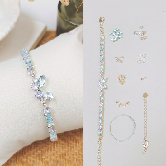 【No.36】 DIY Little Butterfly Bracelet Craft Kit – Handmade Jewelry Pastel Zircon & Beads with Full Tutorial