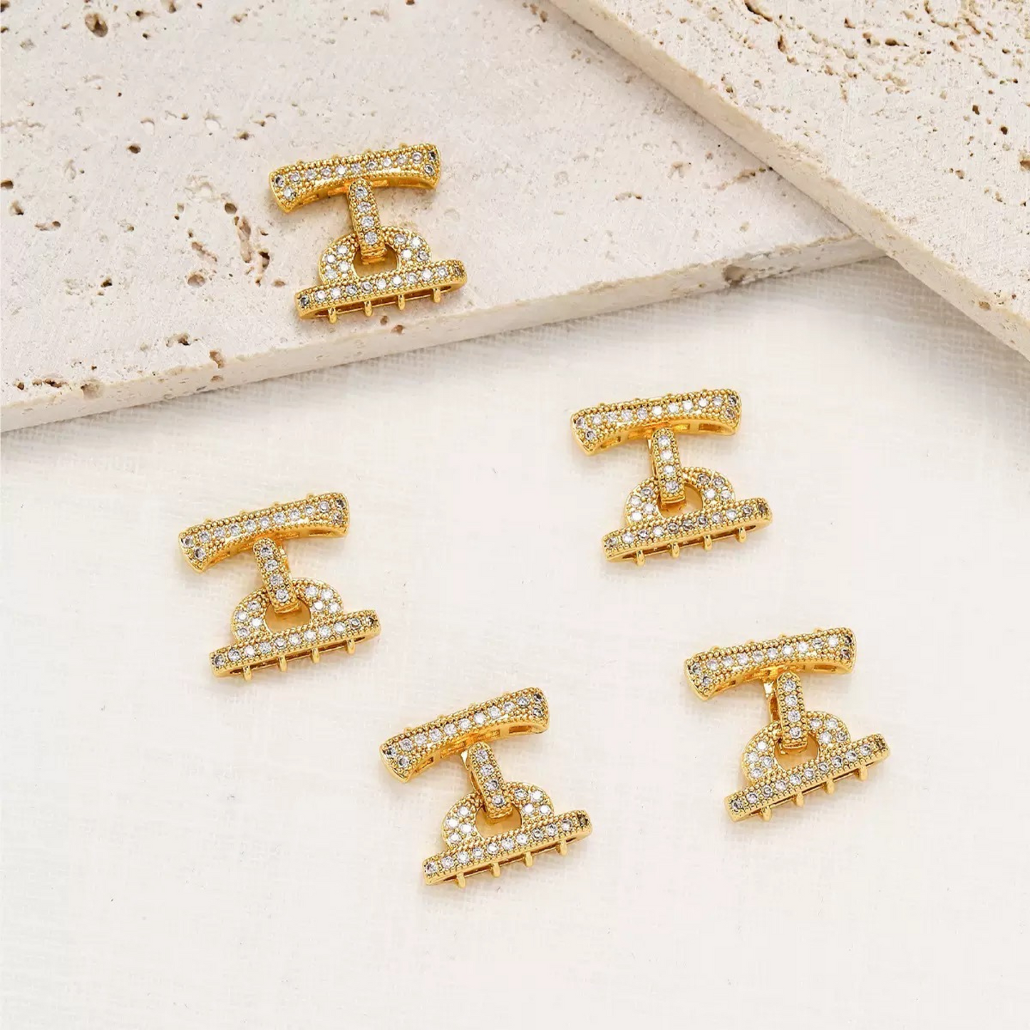 【B16】1PCS Multi-Strand Clasp with Micro Pave CZ – 14K/18K Gold or Silver-Plated Copper Connector for DIY Bracelets & Necklaces