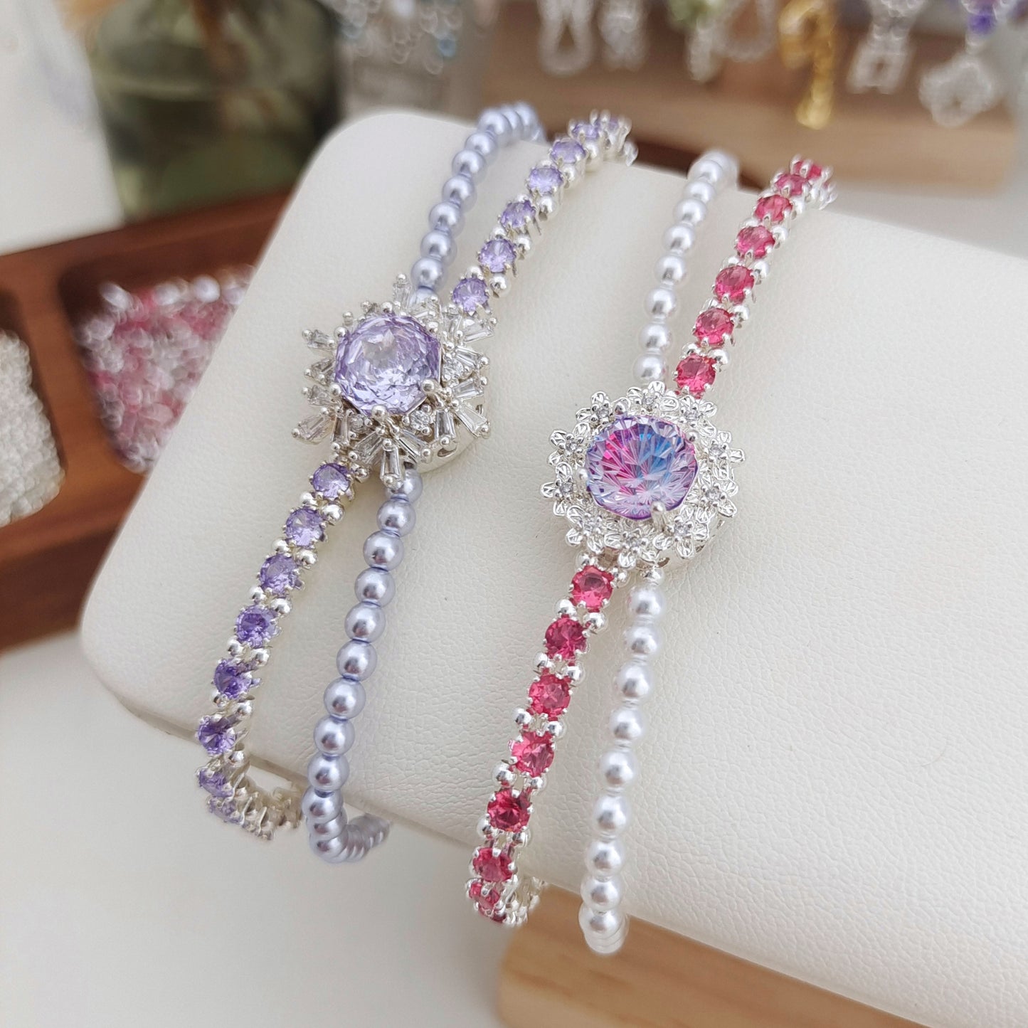 DIY Double Row Tiny Zircon Pearl Layered Bracelet | Handmade Jewelry Kit + Full Tutorial #180 iFCraftorium