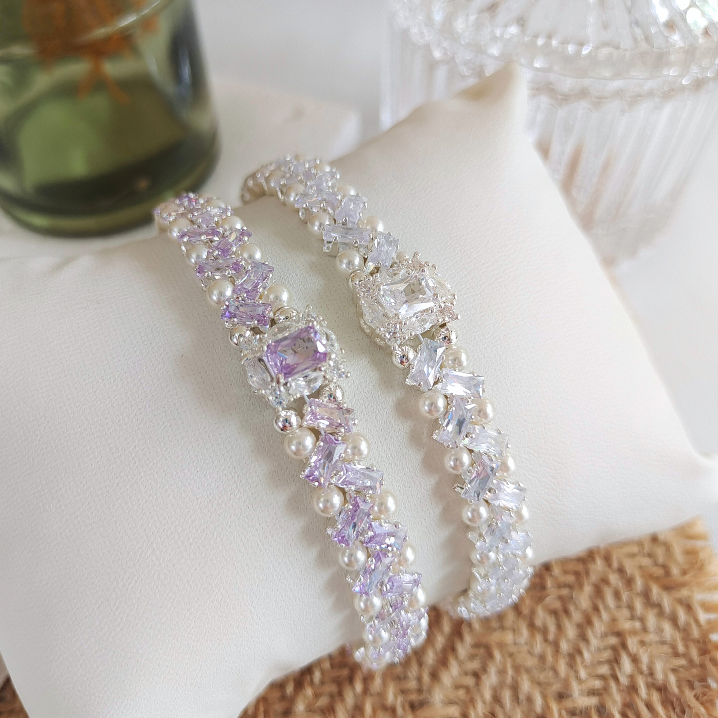 【No.40】 DIY Frozen-Inspired Elsa Plus Handmade Bracelet – Ice Blue CZ & Faux Pearls, Beaded Bracelet Ready to Wear Gift for Her